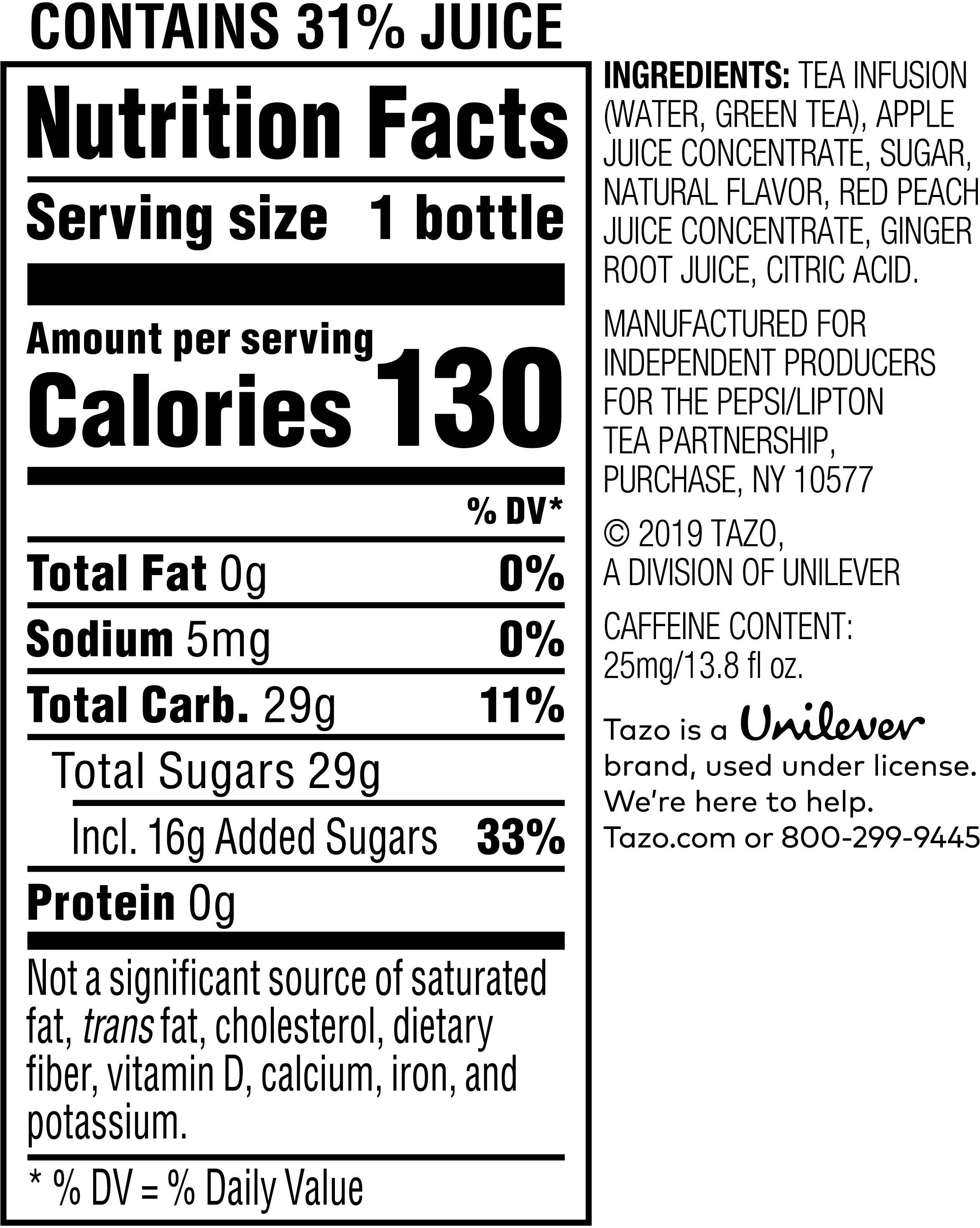 Image describing nutrition information for product Tazo Giant Peach