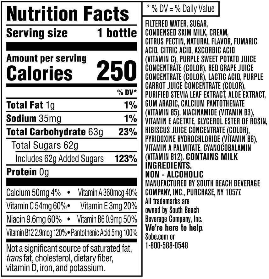 Image describing nutrition information for product SoBe Strawberry Daquiri