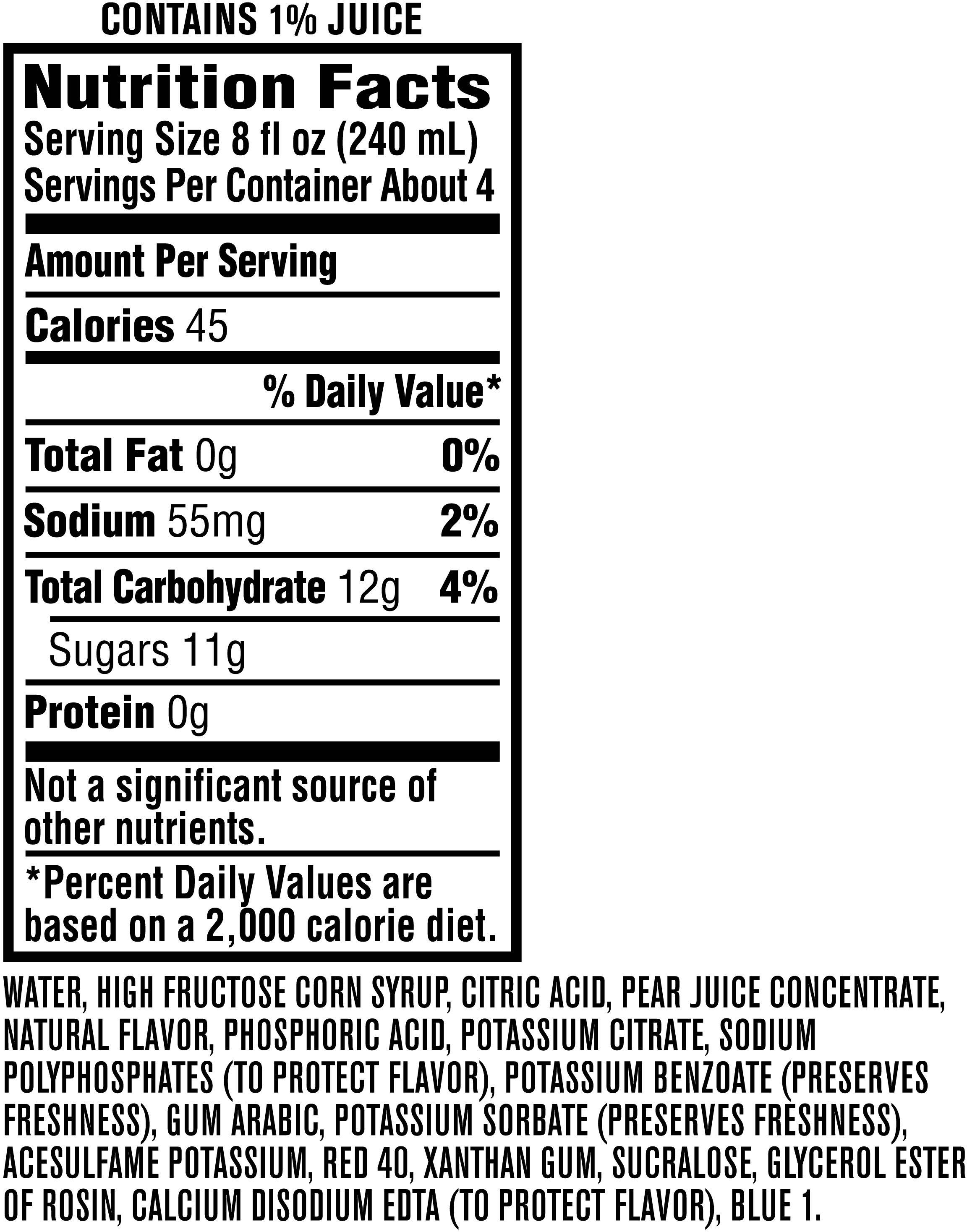 Image describing nutrition information for product Brisk Fruit Punch Pre Priced