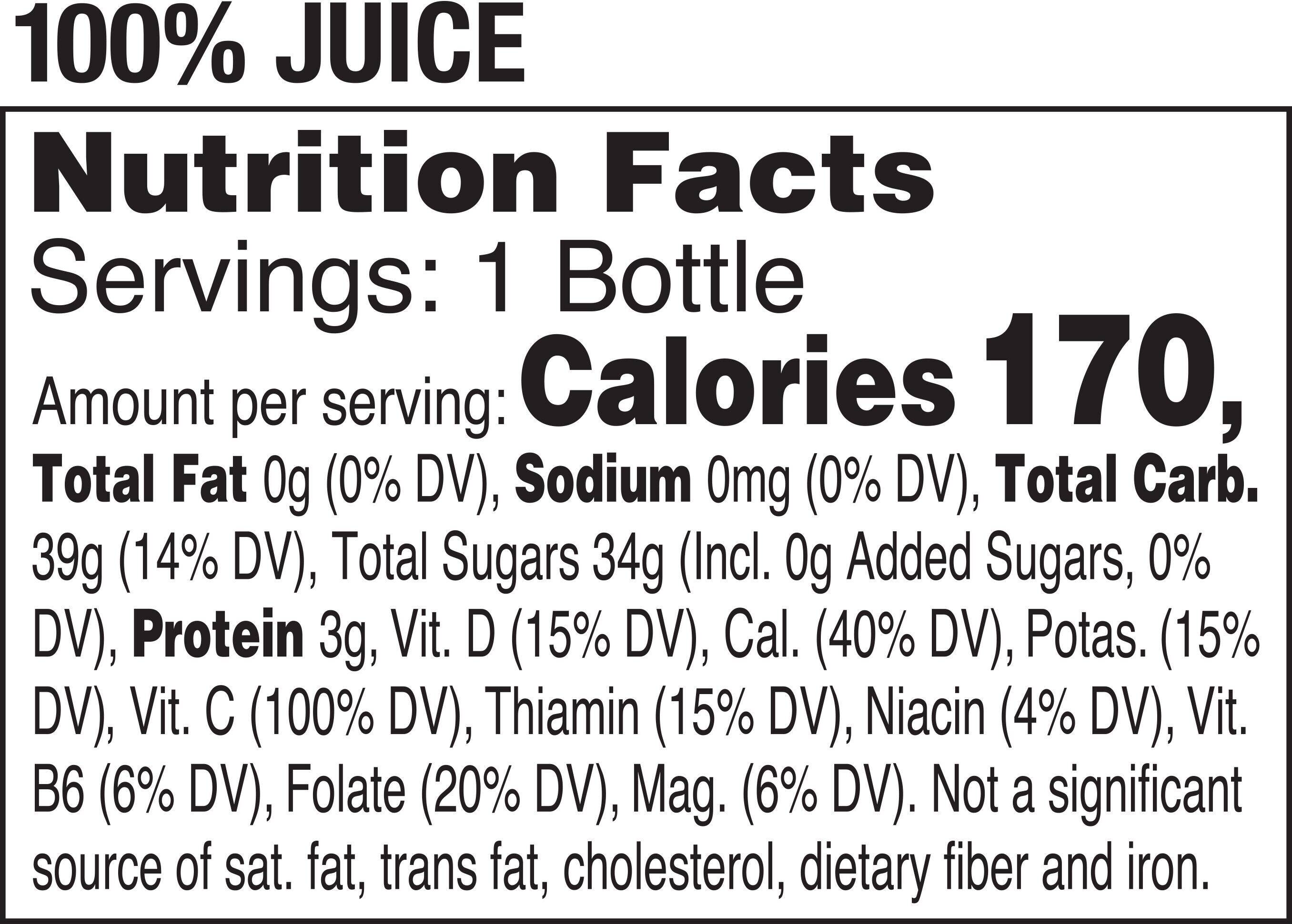 Image describing nutrition information for product Tropicana Pure Premium Calcium Orange Juice