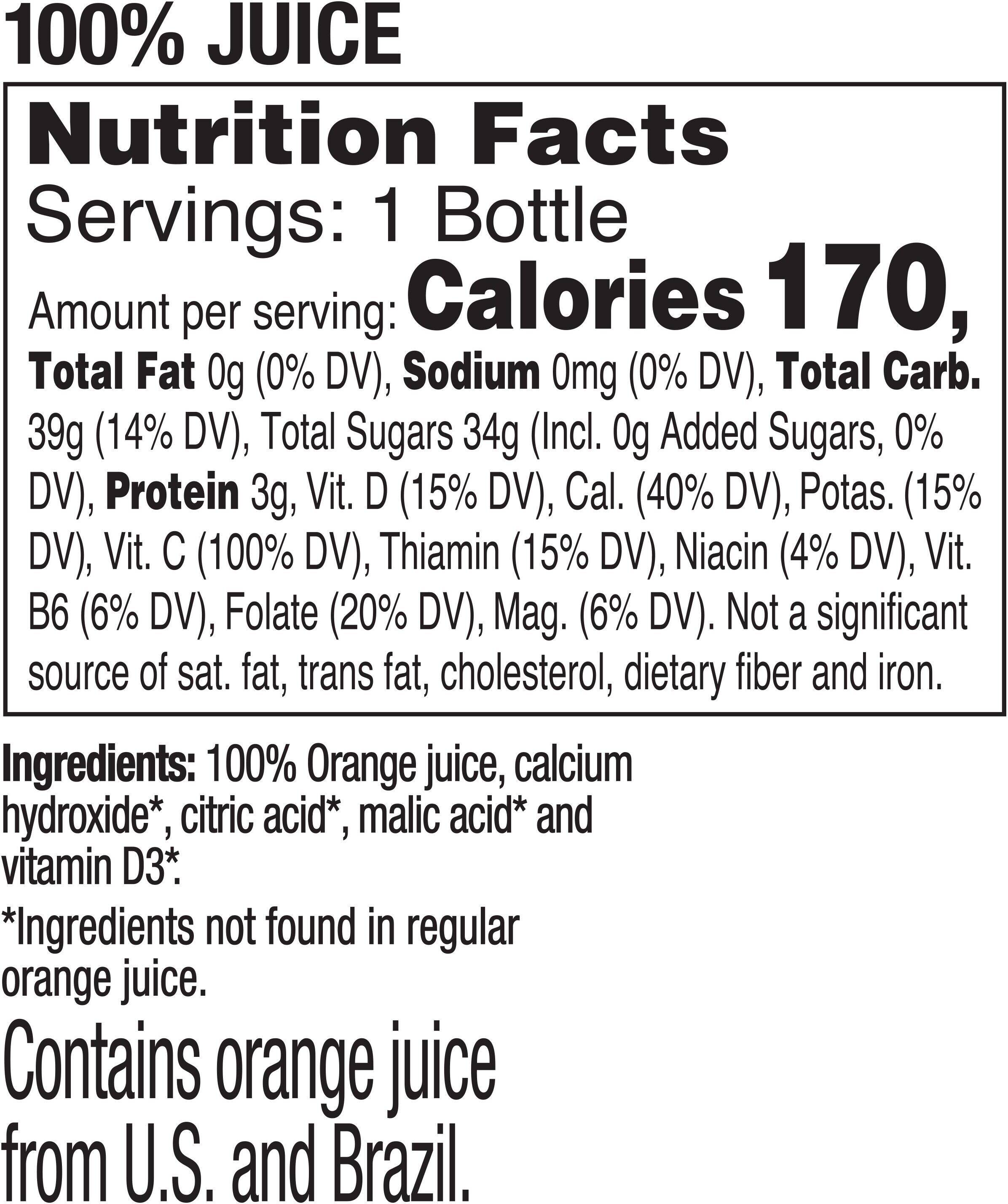 Image describing nutrition information for product Tropicana Pure Premium Calcium Orange Juice