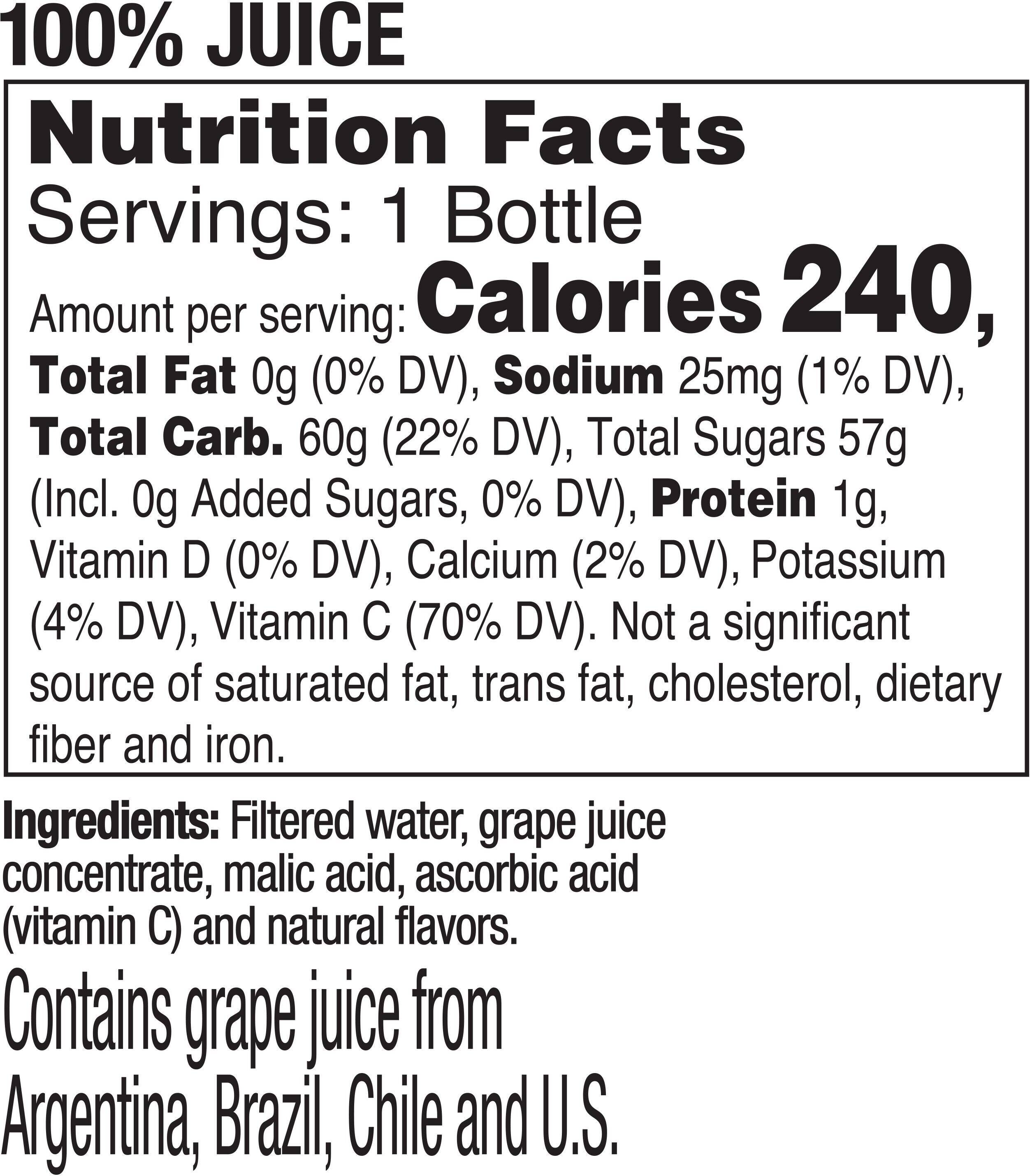 Image describing nutrition information for product Tropicana Grape