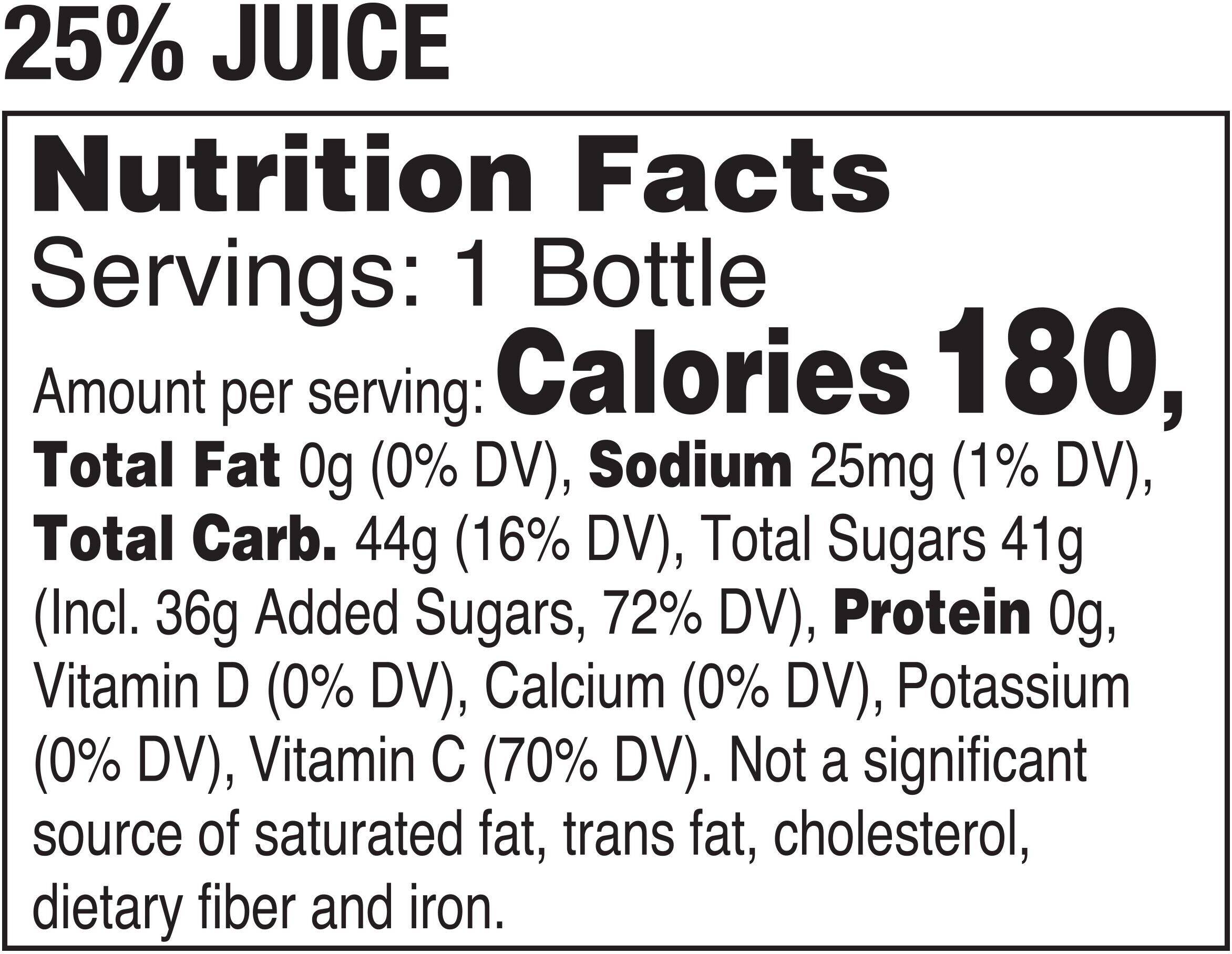 Image describing nutrition information for product Tropicana Pure Premium Cranberry Cocktail