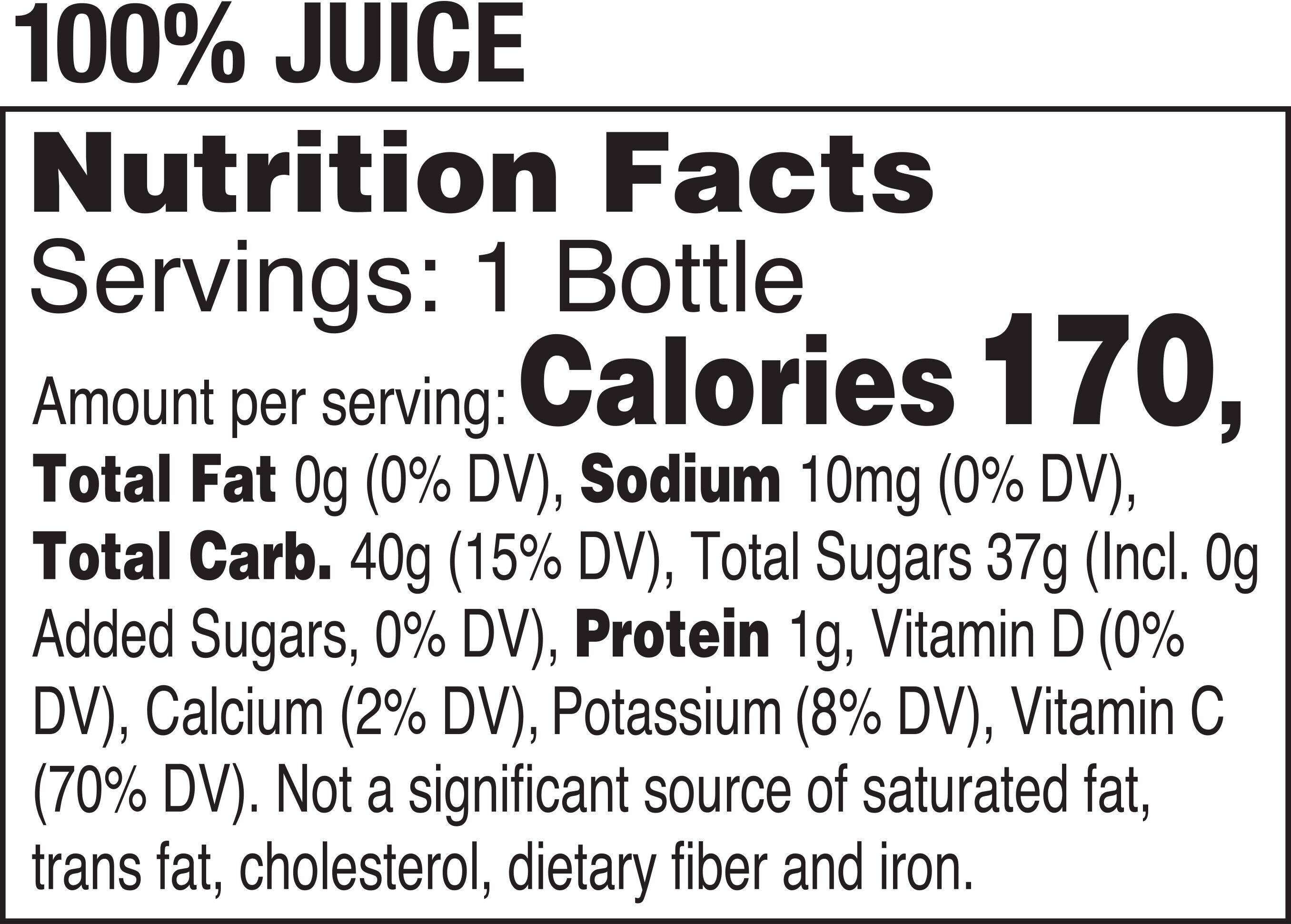 Image describing nutrition information for product Tropicana Pure Premium Apple Juice