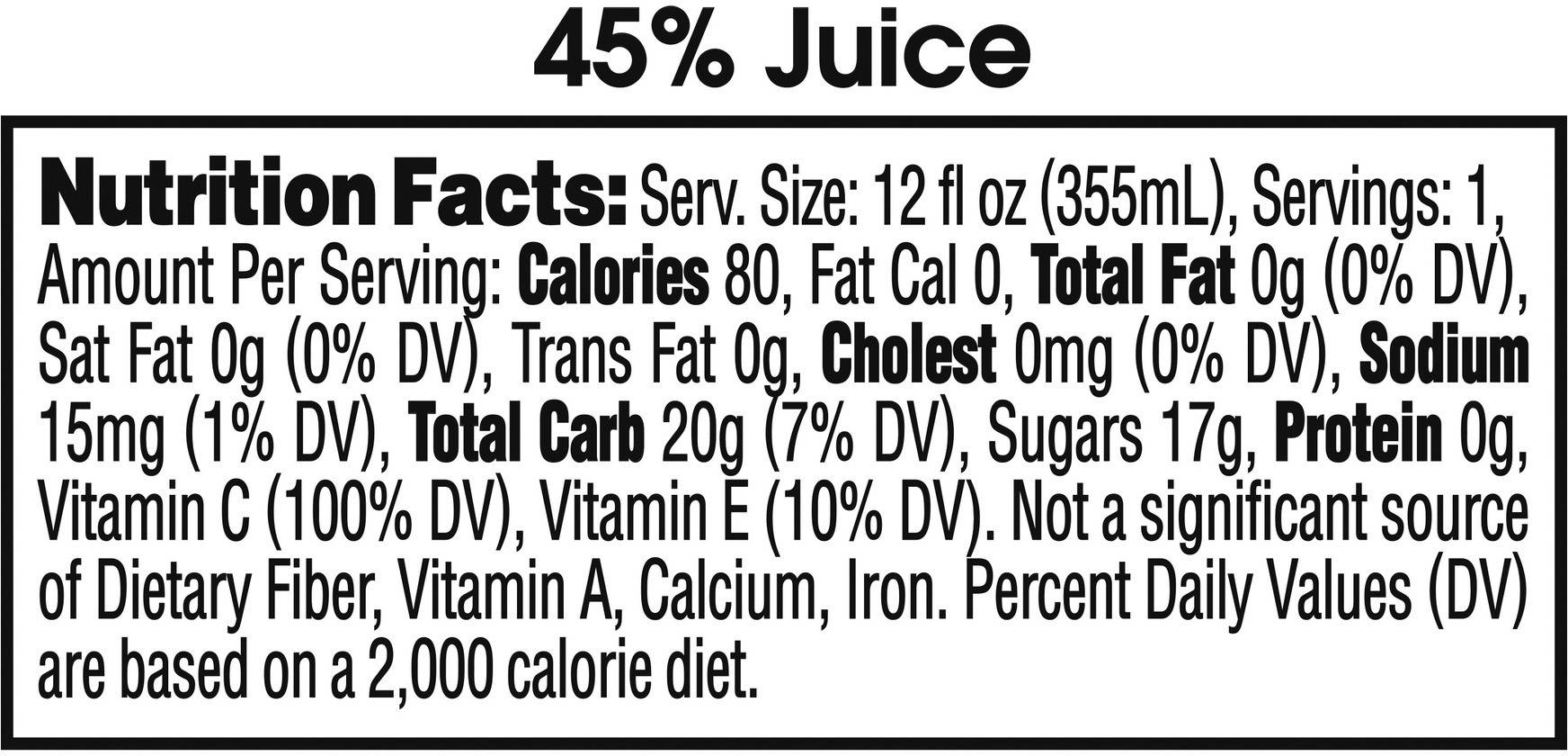 Image describing nutrition information for product Tropicana 50 Pomegranate Blueberry