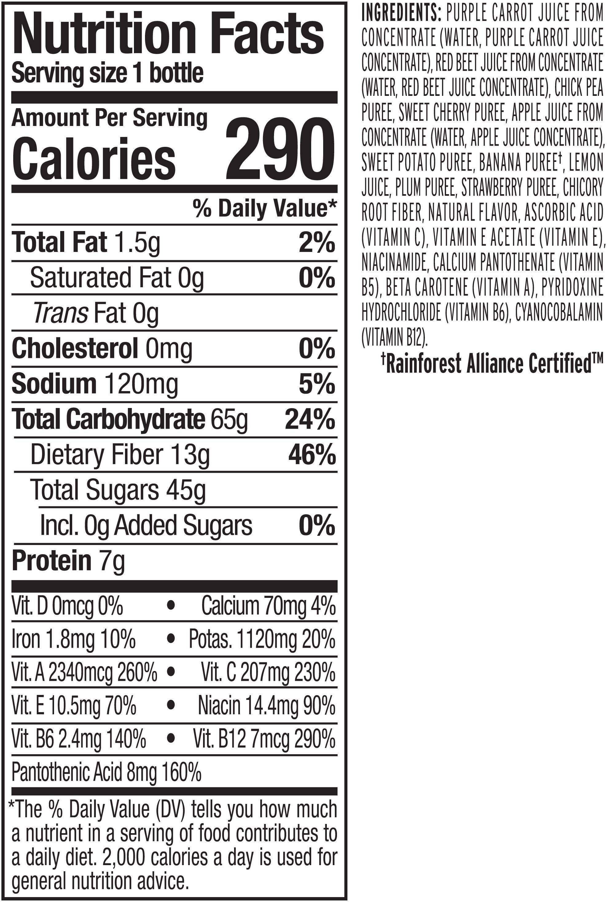 Image describing nutrition information for product Naked Juice Berry Veg Smoothie