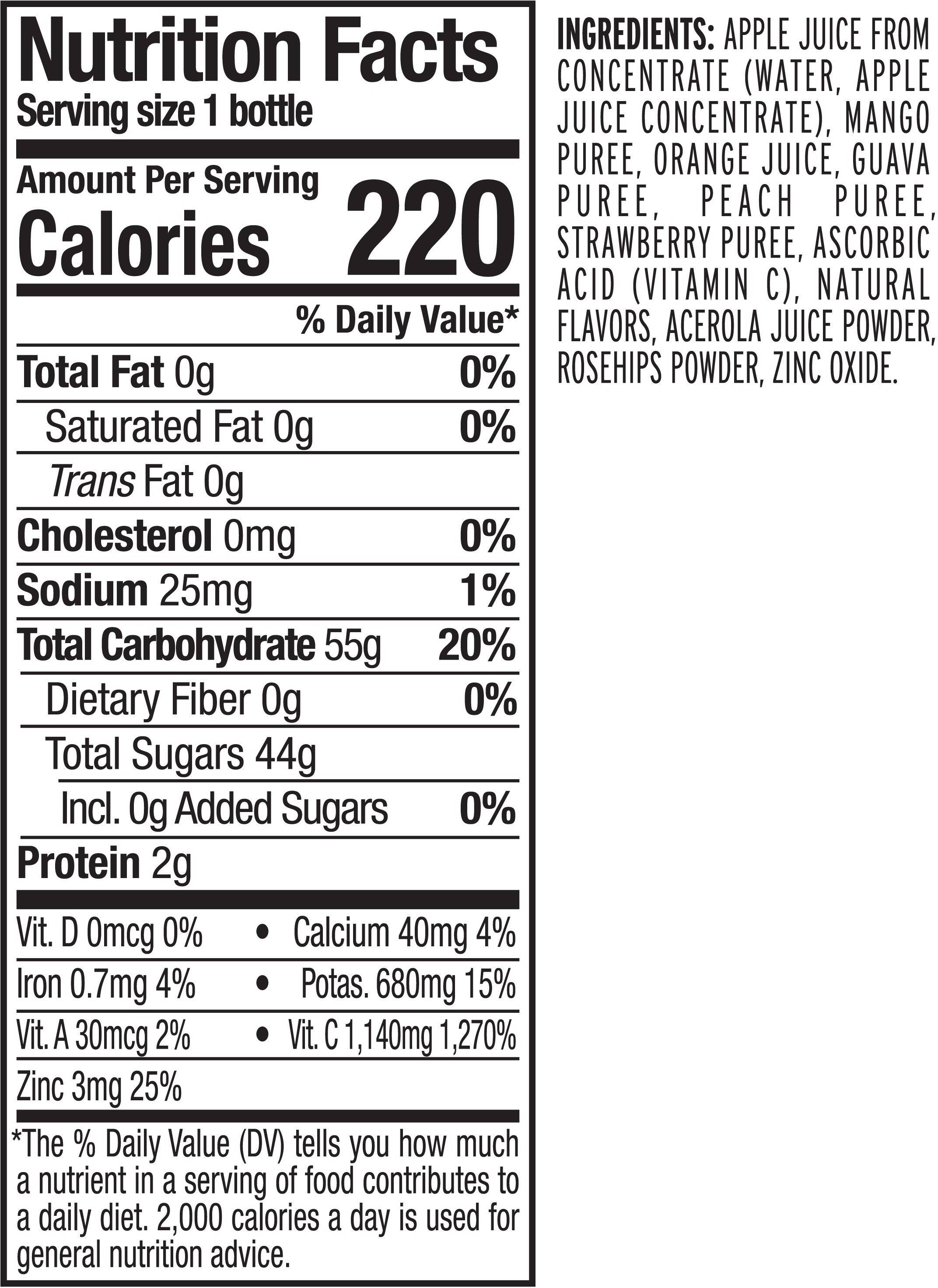 Image describing nutrition information for product Naked Juice Power C Machine