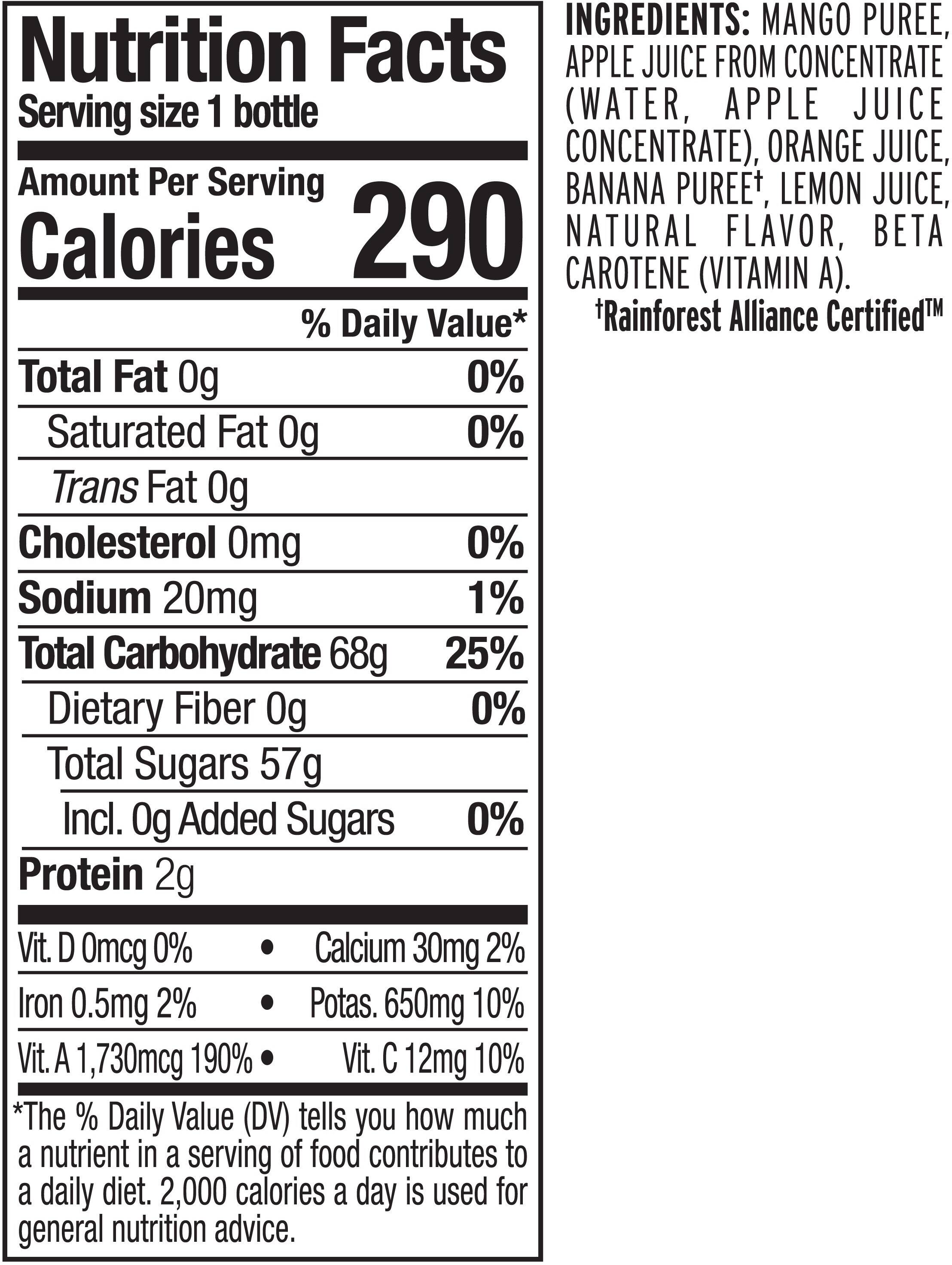 Image describing nutrition information for product Naked Juice Mighty Mango