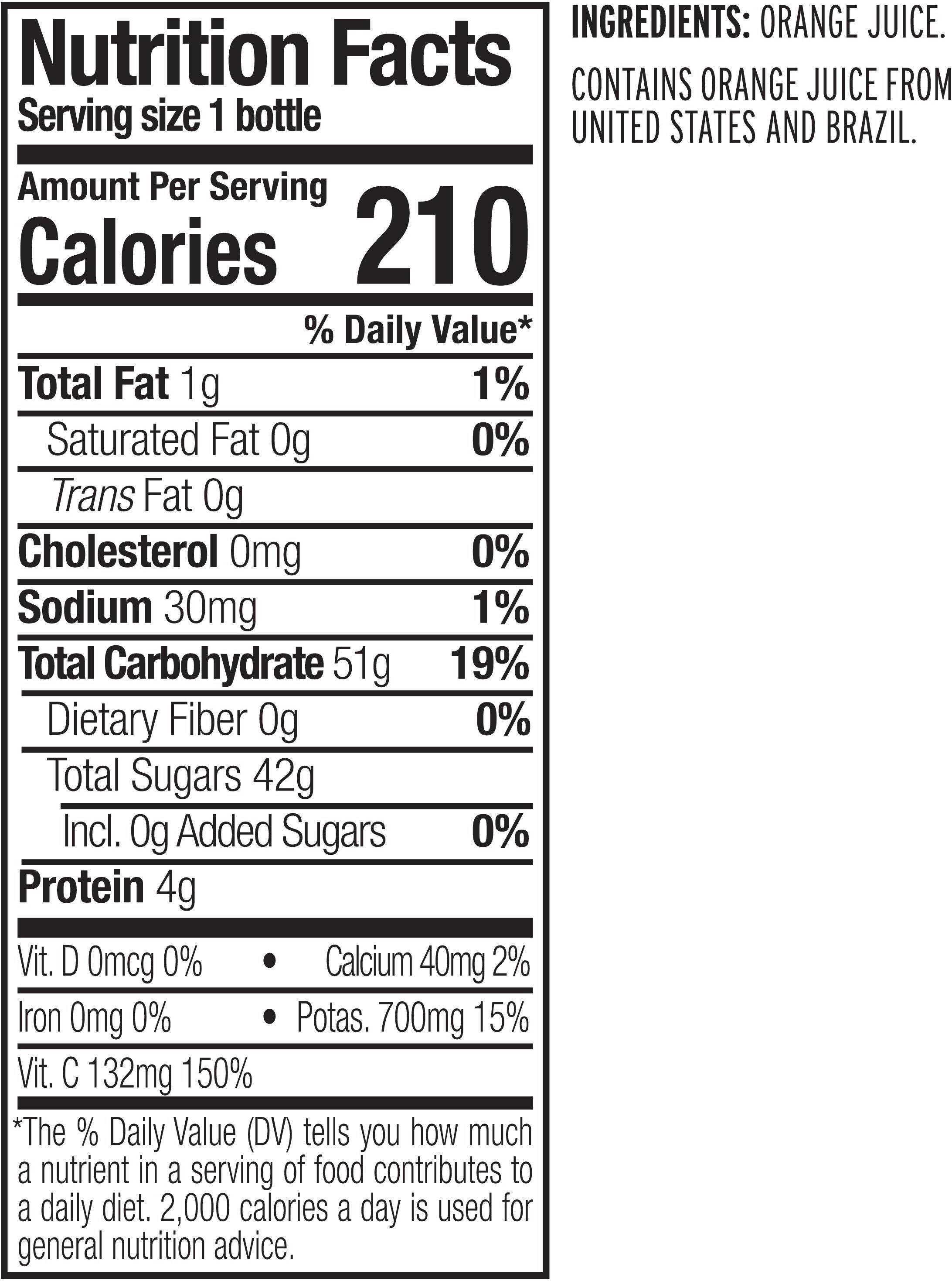 Image describing nutrition information for product Naked Juice Just Juice OJ