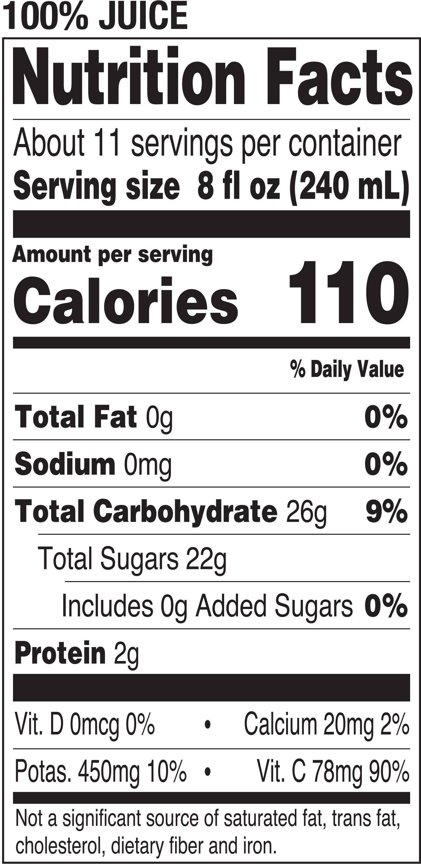 Image describing nutrition information for product Tropicana Pure Premium Original Orange Juice