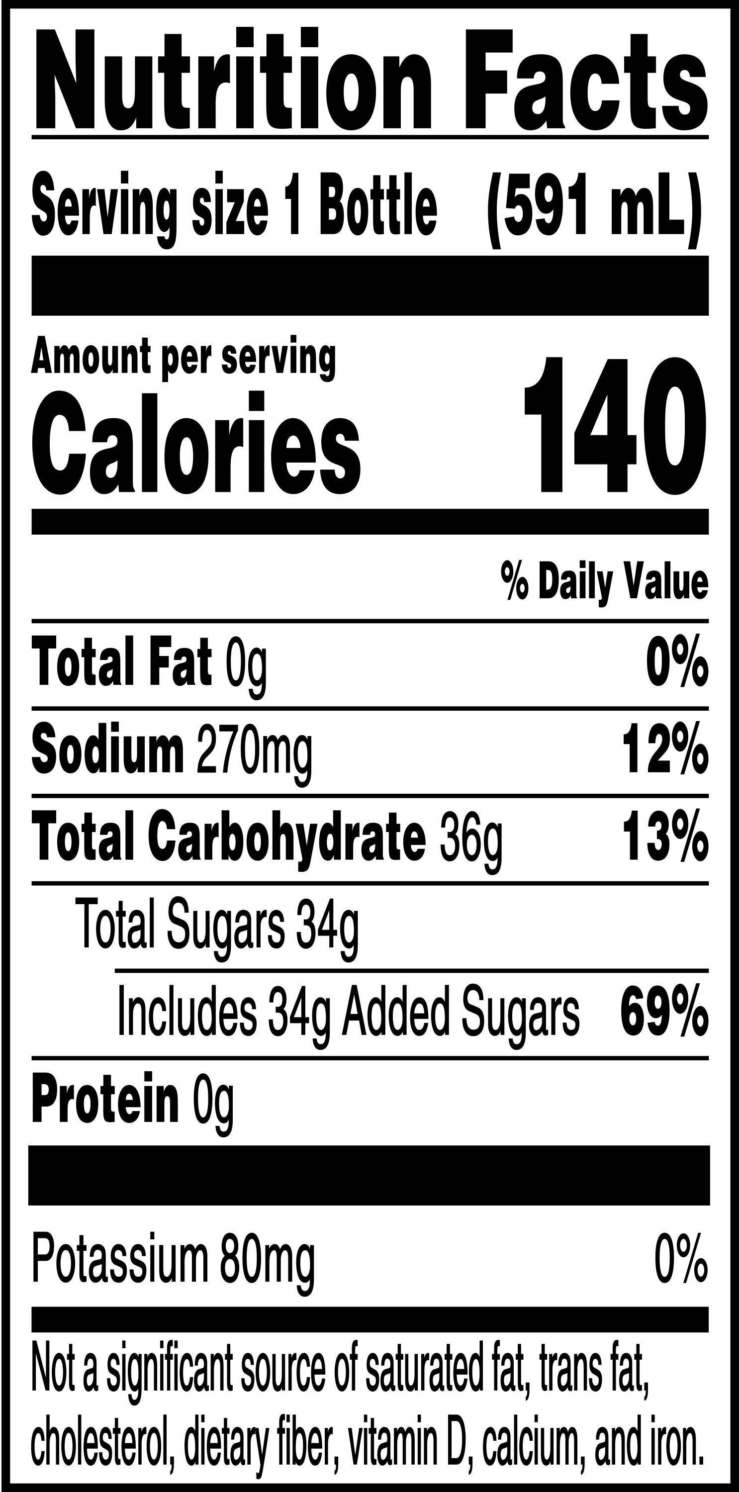 Image describing nutrition information for product Gatorade Orange