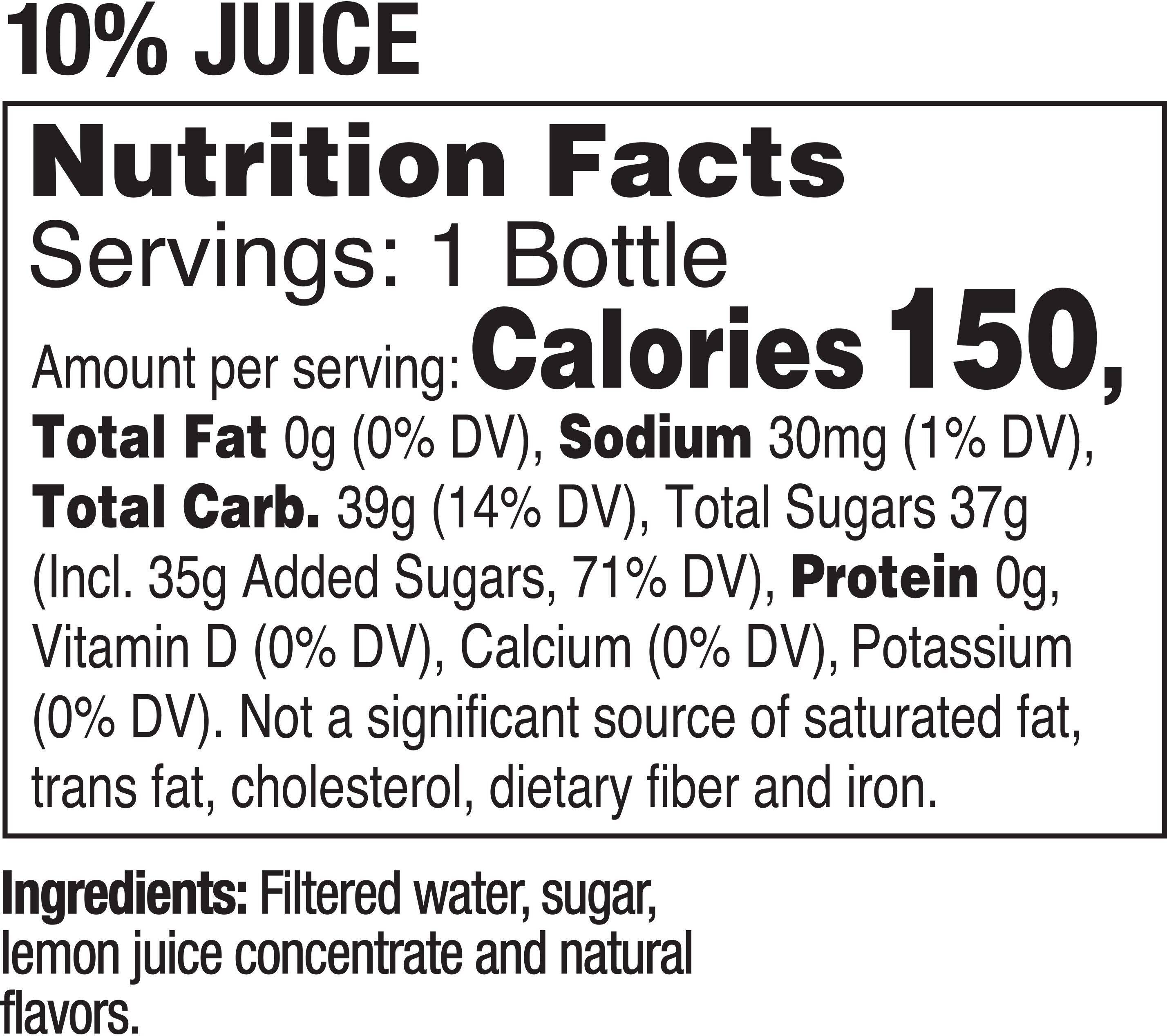 Image describing nutrition information for product Tropicana Lemonade