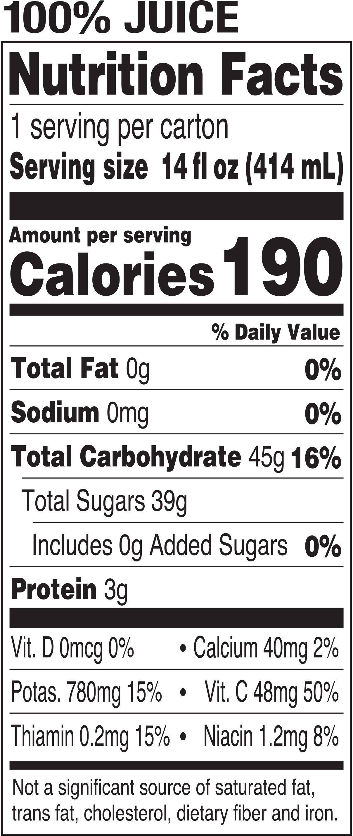 Image describing nutrition information for product Tropicana Pure Premium Home Style Orange Juice