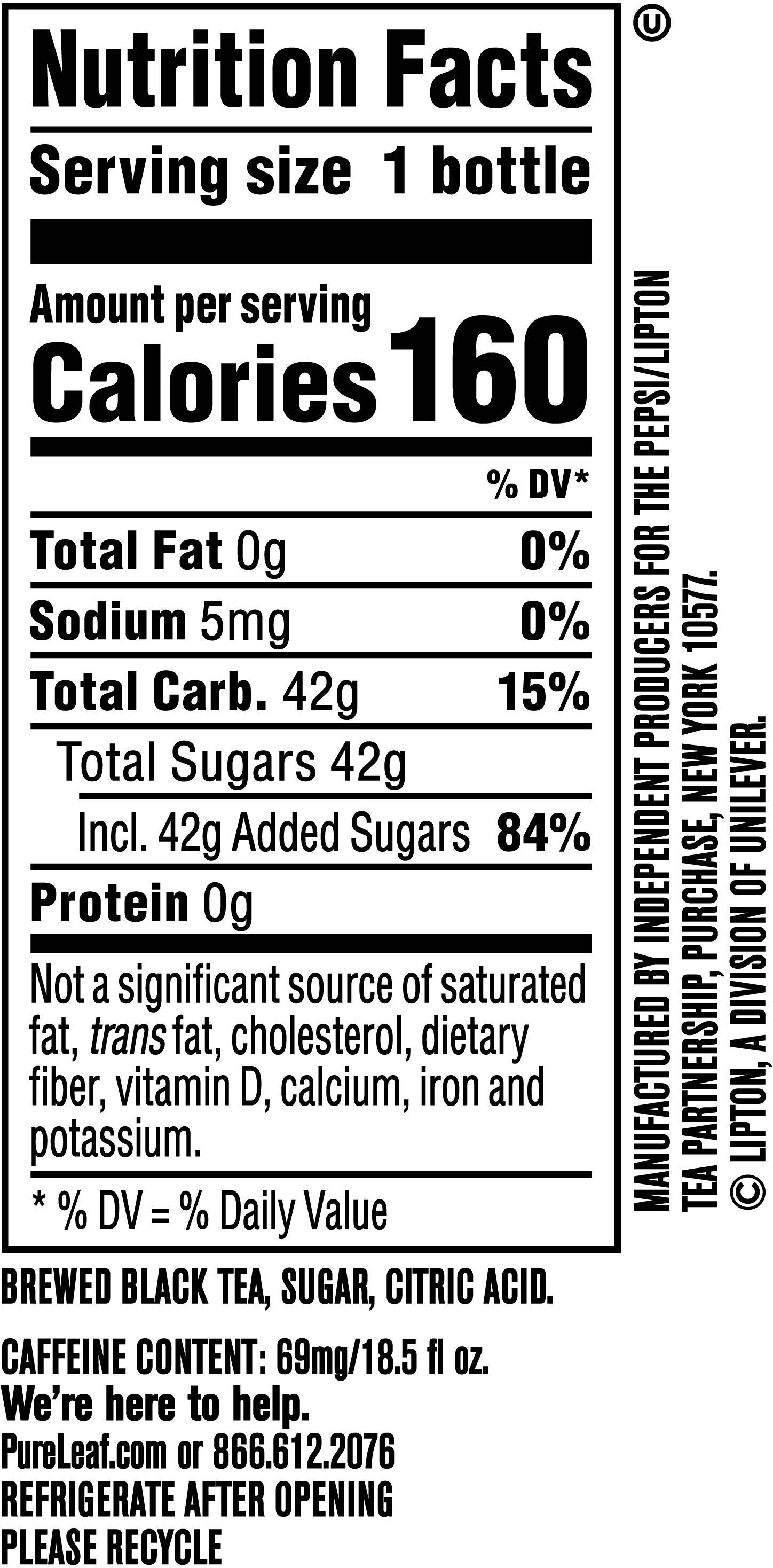 Image describing nutrition information for product Pure Leaf Sweet Tea