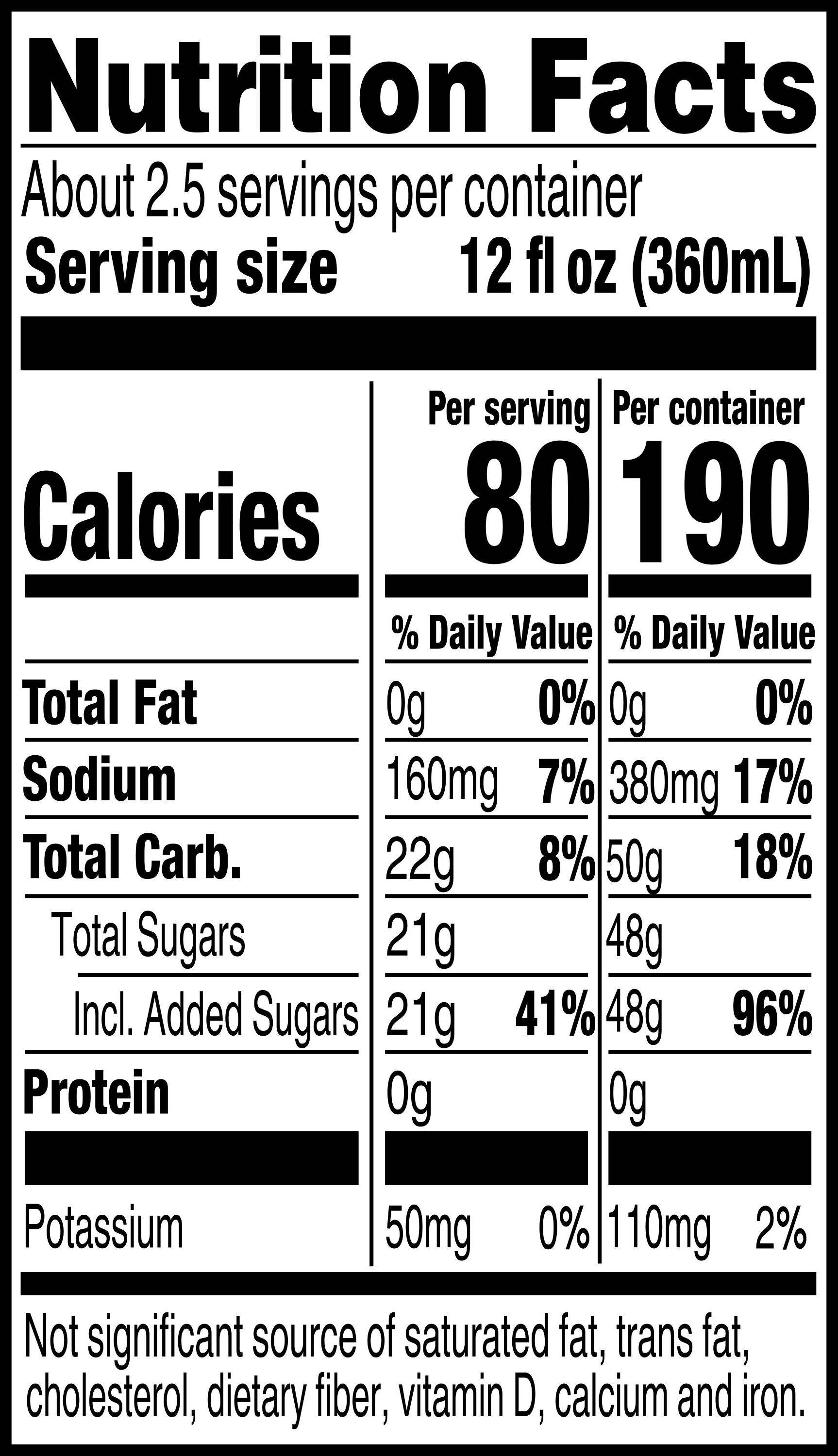 Image describing nutrition information for product Gatorade Fierce Melon