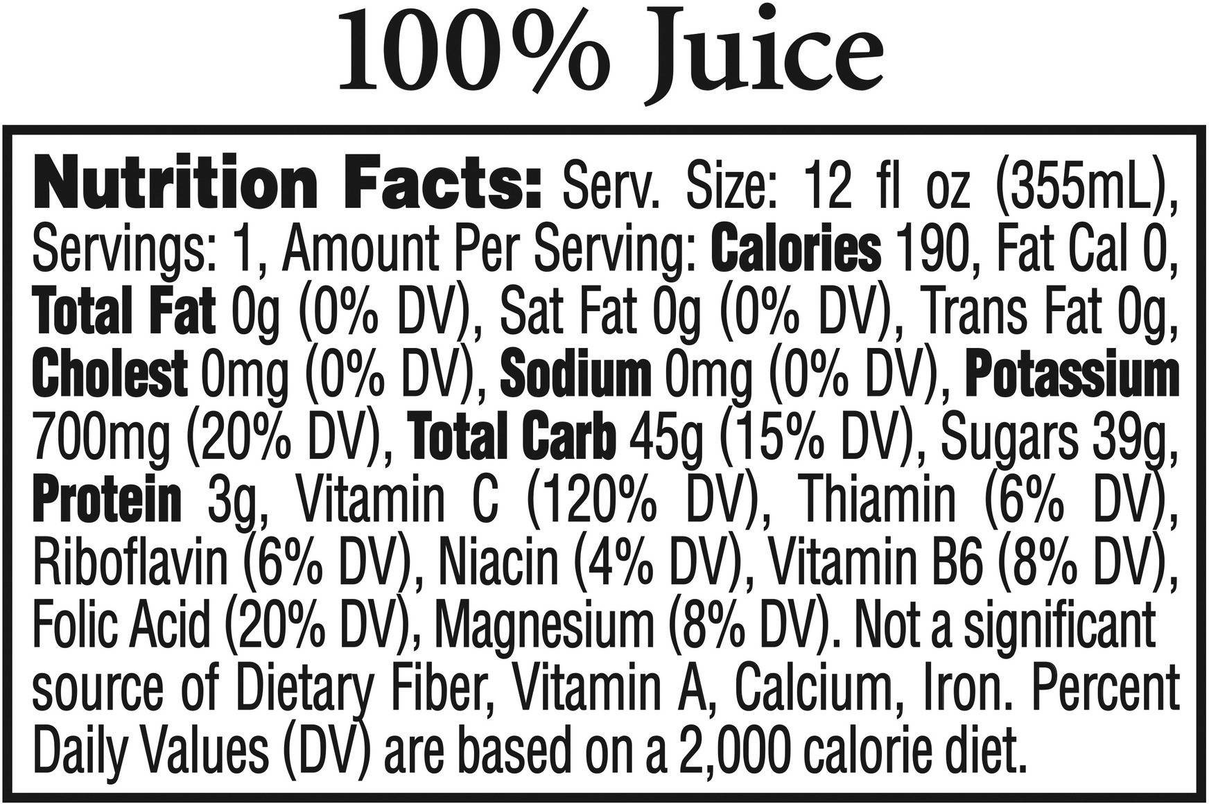 Image describing nutrition information for product Tropicana Pure Premium Orange Strawberry Banana