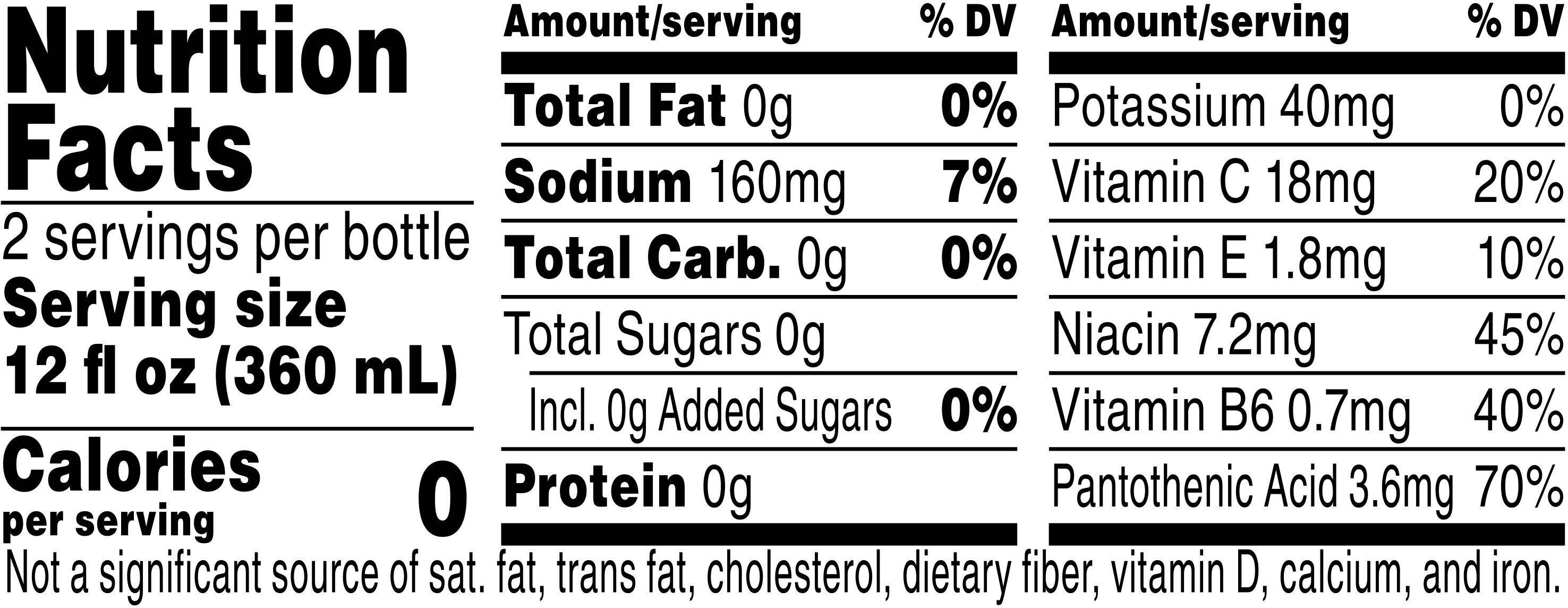 Image describing nutrition information for product Propel Zero Black Cherry