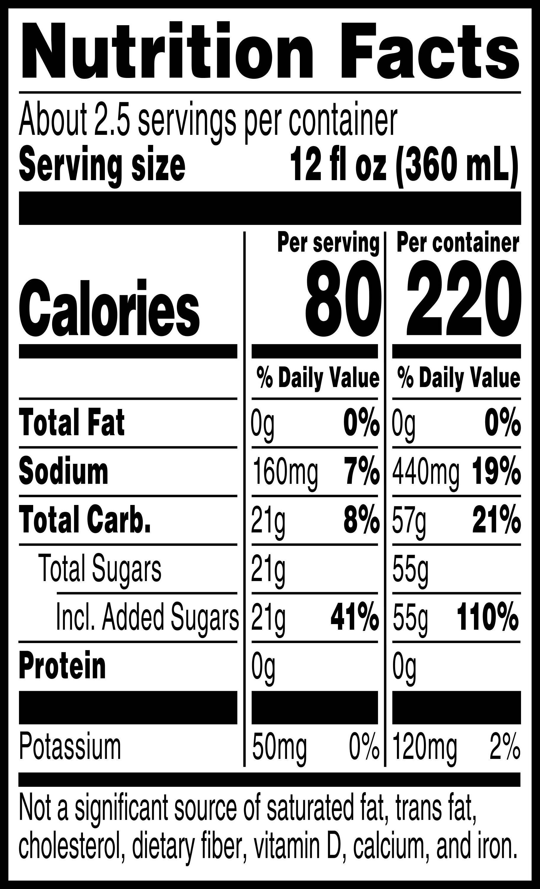 Image describing nutrition information for product Gatorade Glacier Cherry