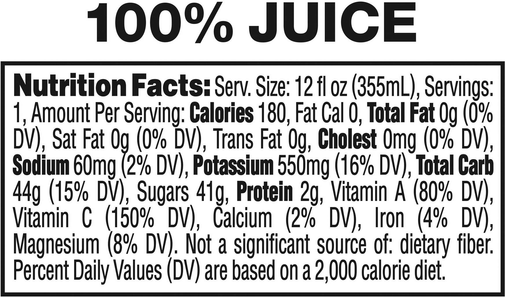Image describing nutrition information for product Tropicana Farmstand Peach Mango