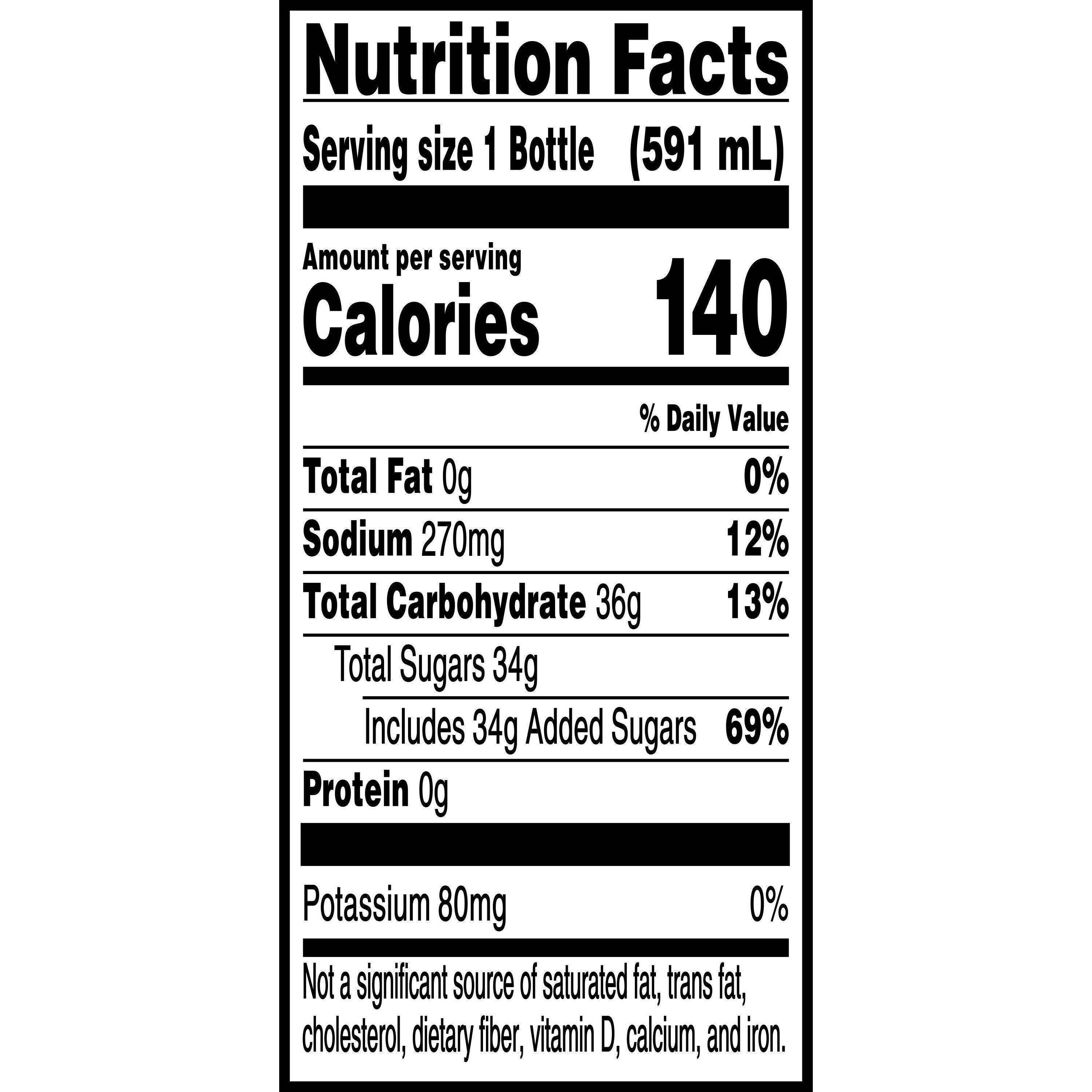 Image describing nutrition information for product Gatorade Glacier Cherry