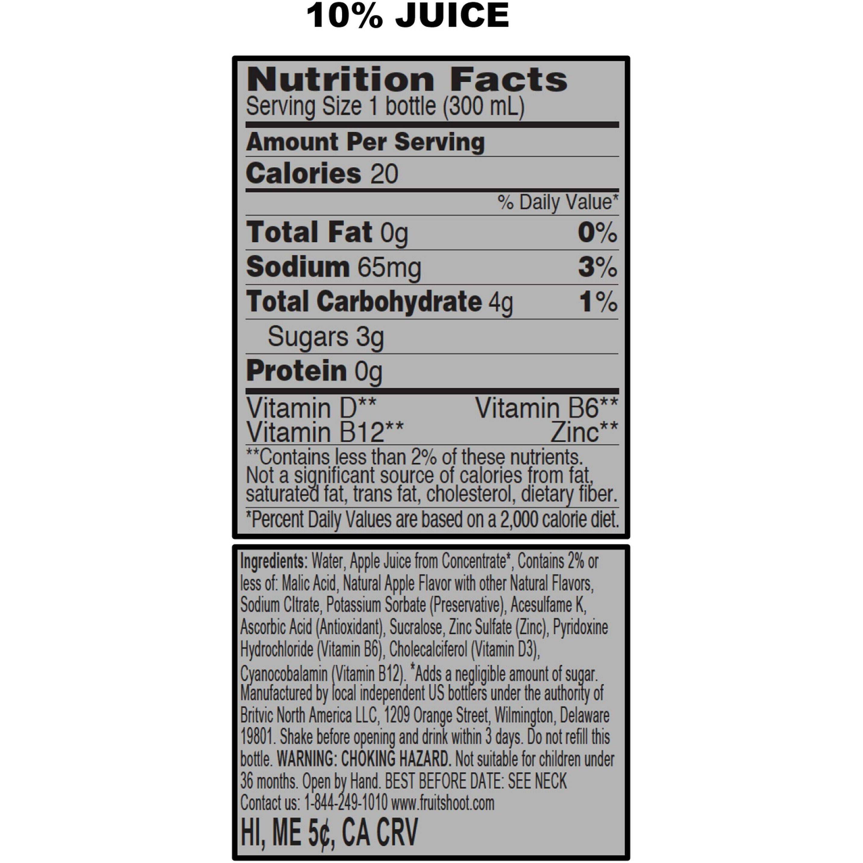Image describing nutrition information for product Fruit Shoot Apple No Sugar Added