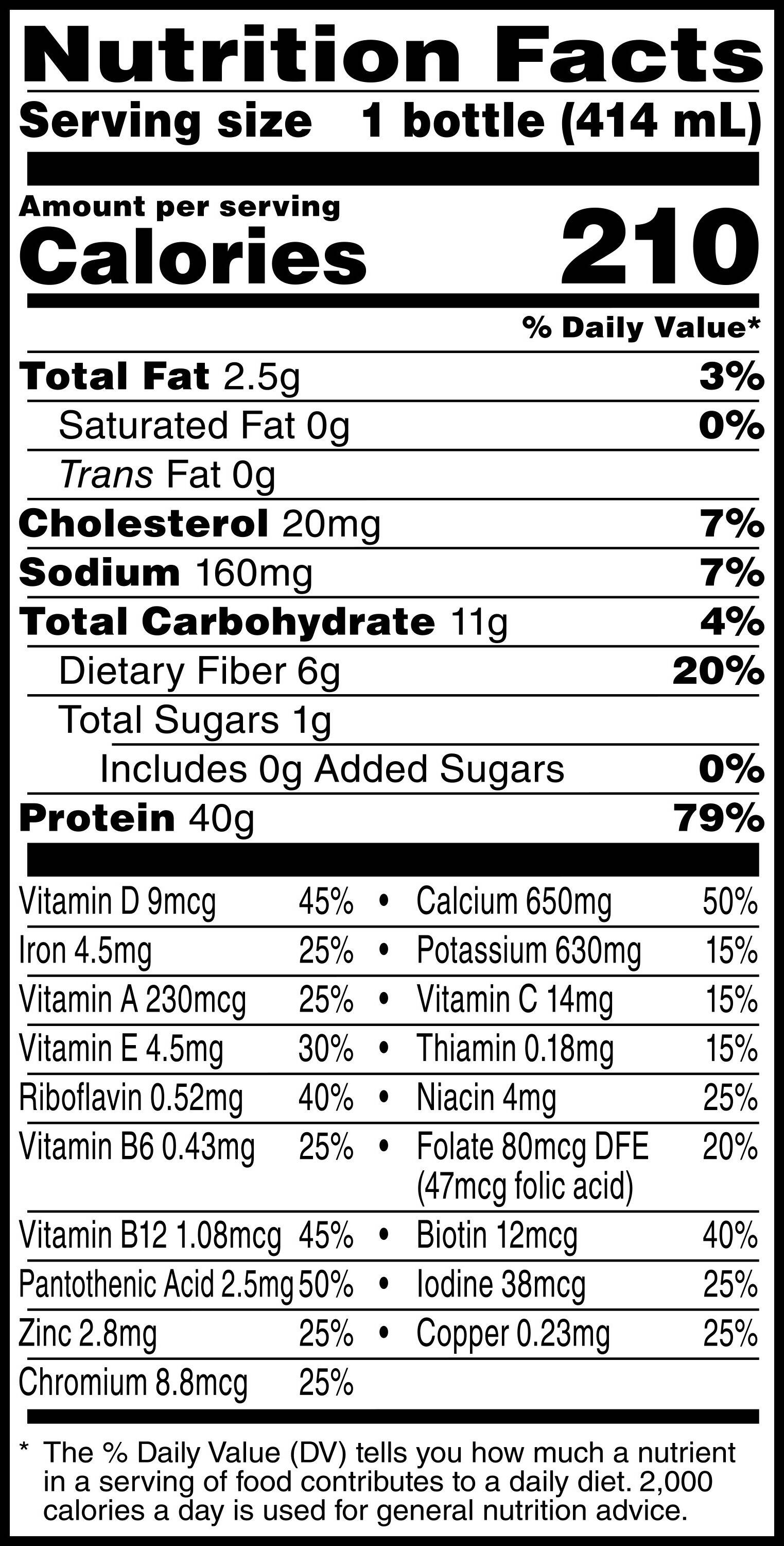 Image describing nutrition information for product Muscle Milk Pro Series 40 Go Bananas