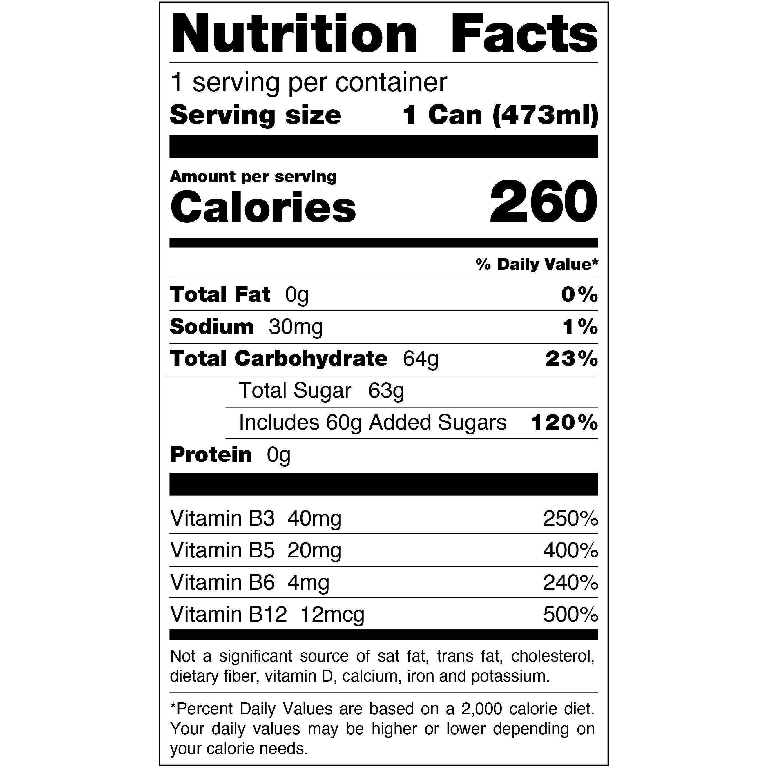 Image describing nutrition information for product Rockstar Enr Bm Whpd Org