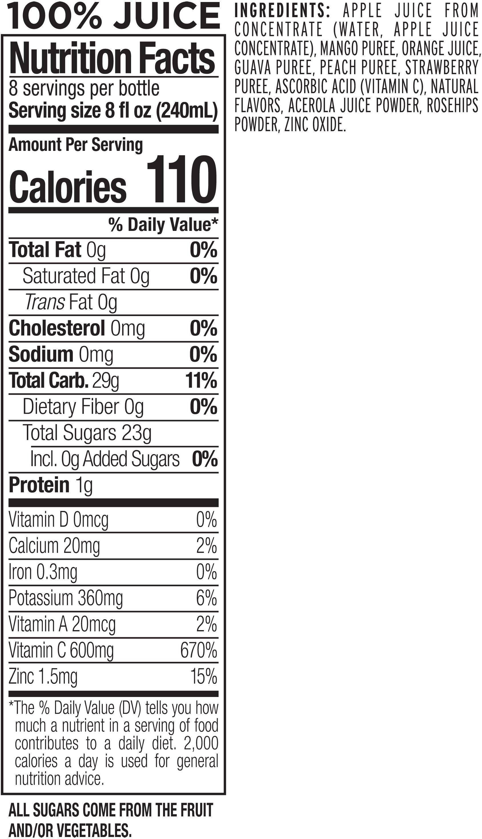 Image describing nutrition information for product Naked Juice Power C Smoothie