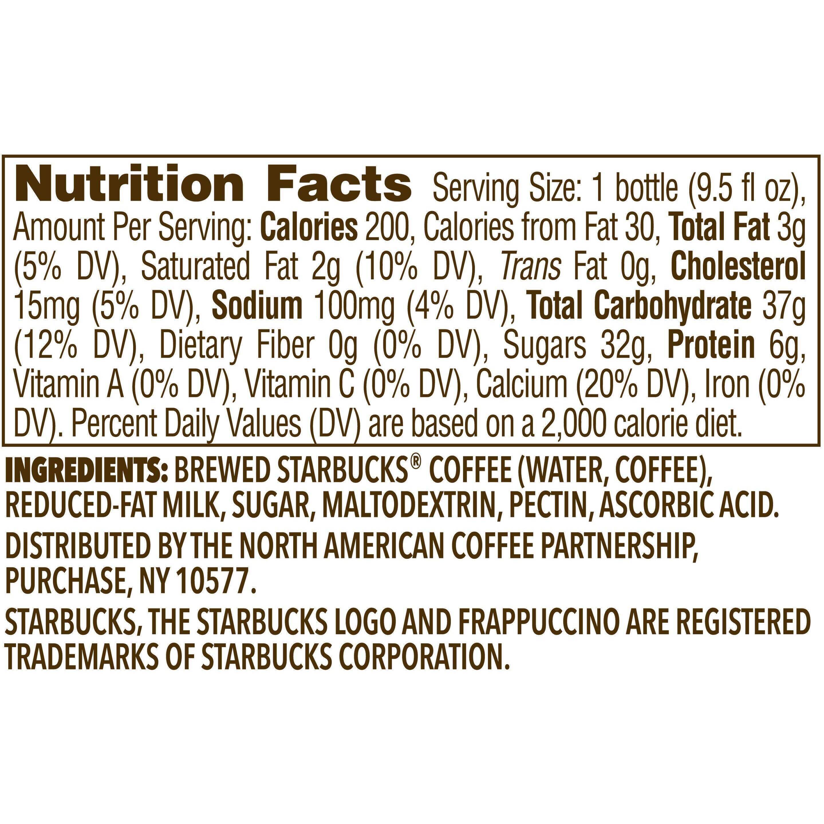 Image describing nutrition information for product Frappuccino Coffee