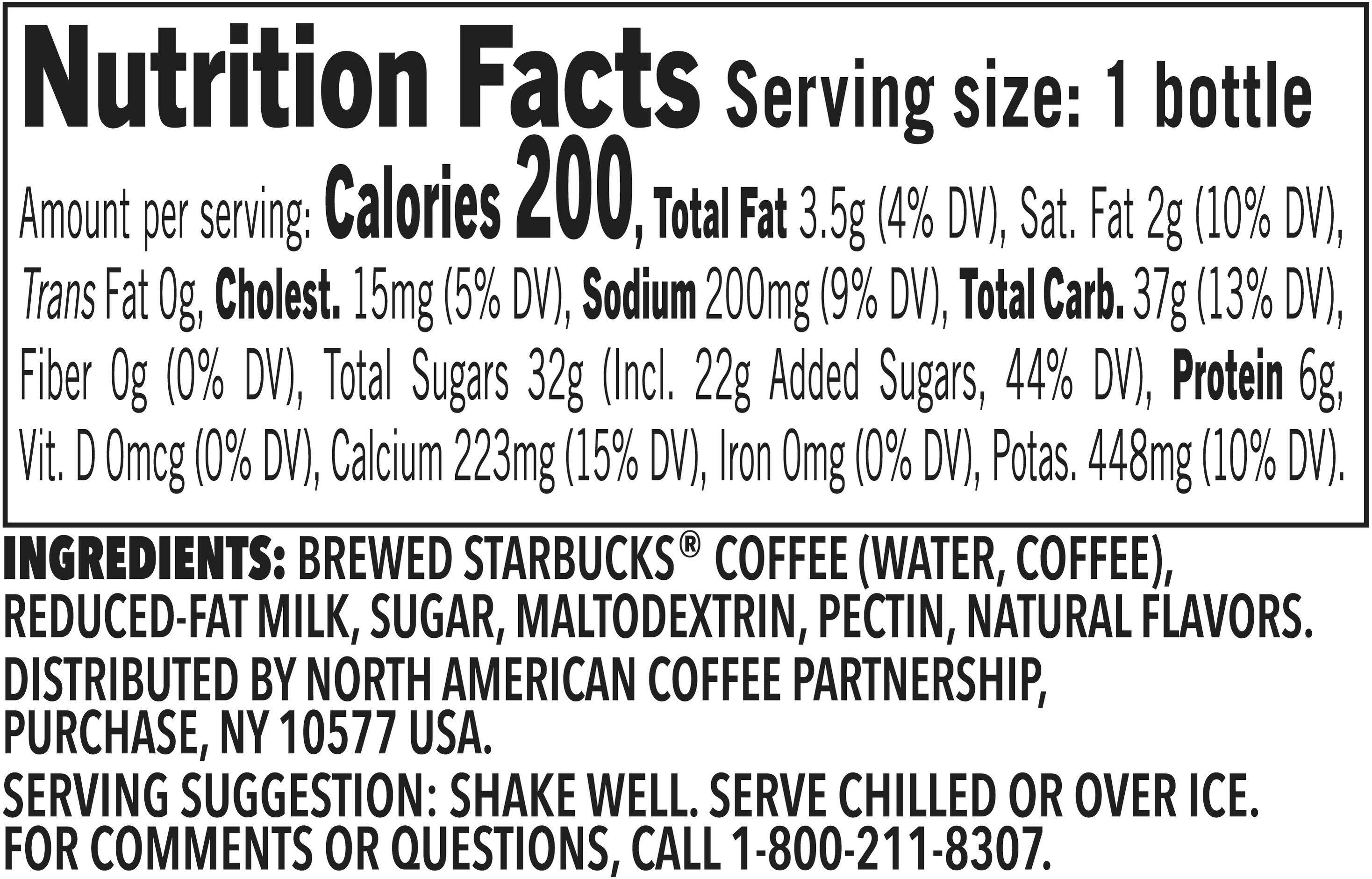 Image describing nutrition information for product Frappuccino Vanilla
