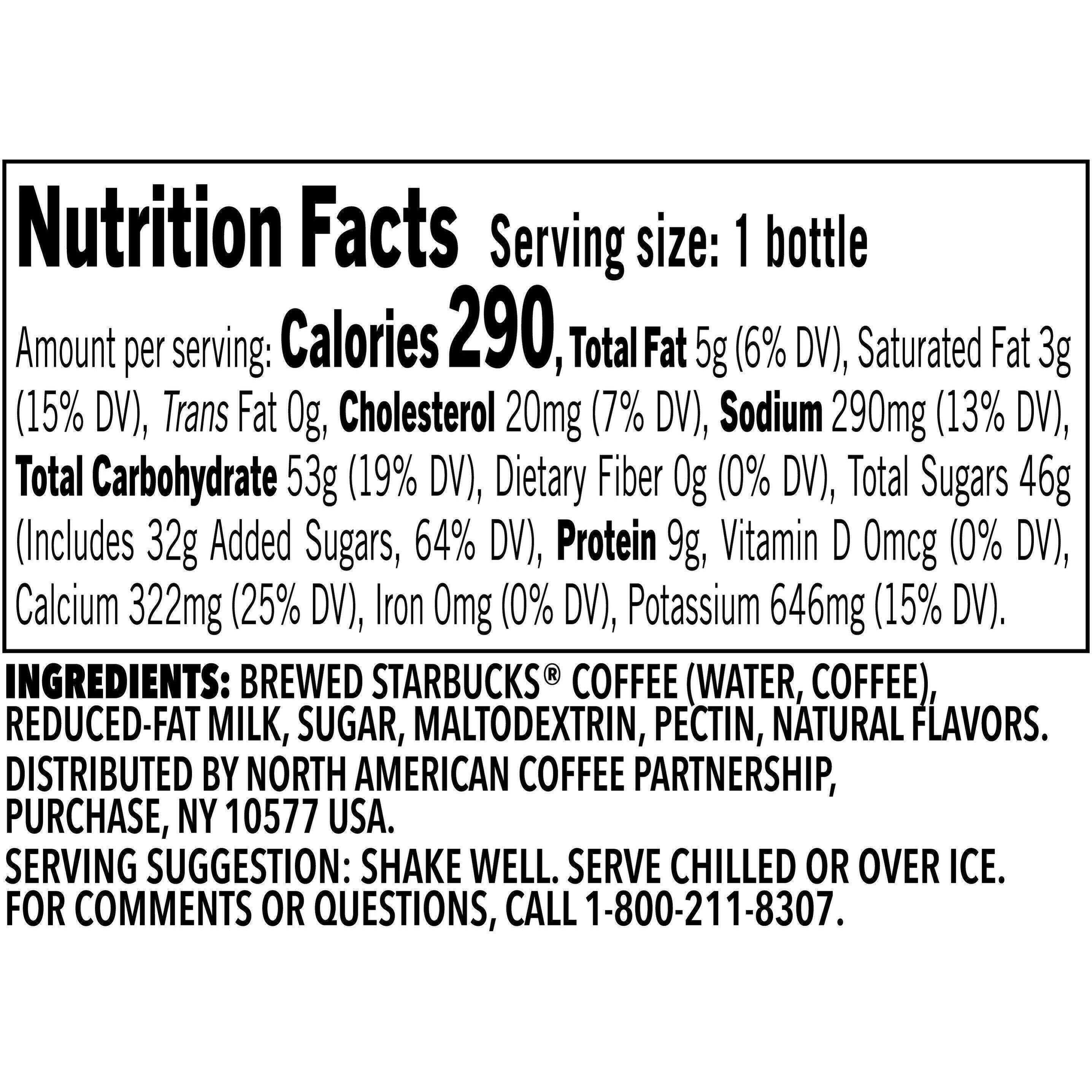 Image describing nutrition information for product Frappuccino Vanilla