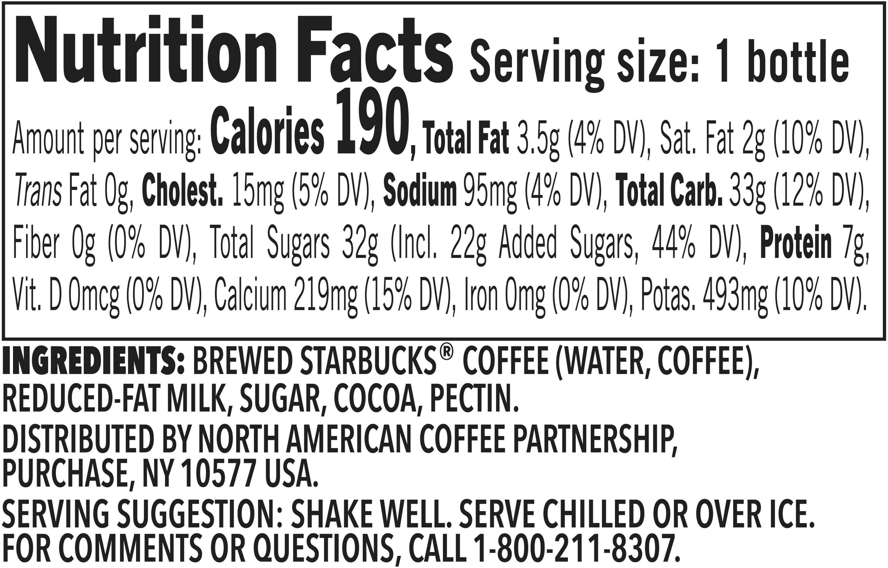 Image describing nutrition information for product Frappuccino Mocha