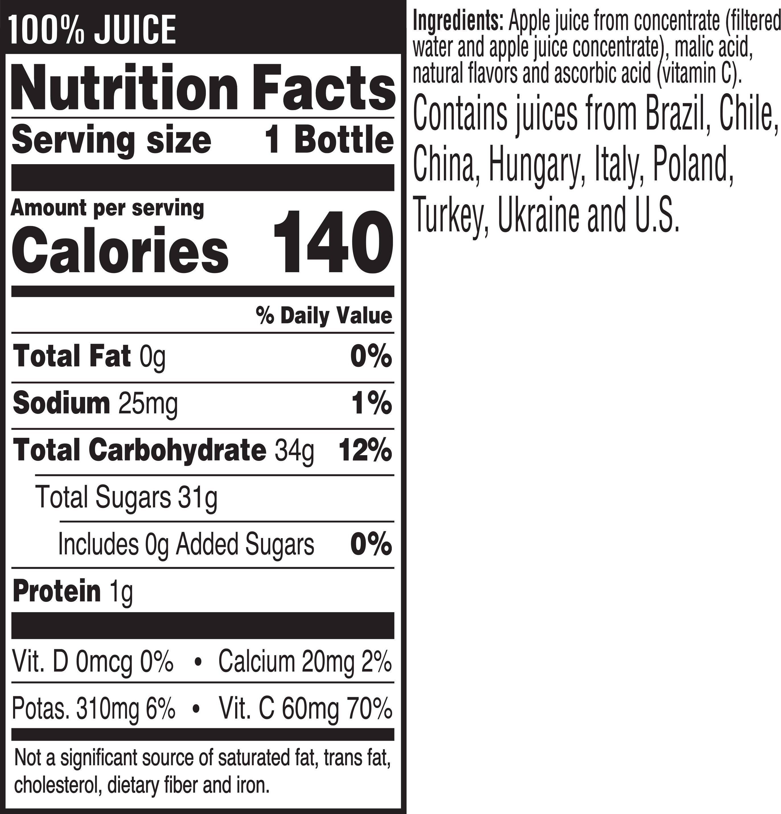 Image describing nutrition information for product Tropicana Apple