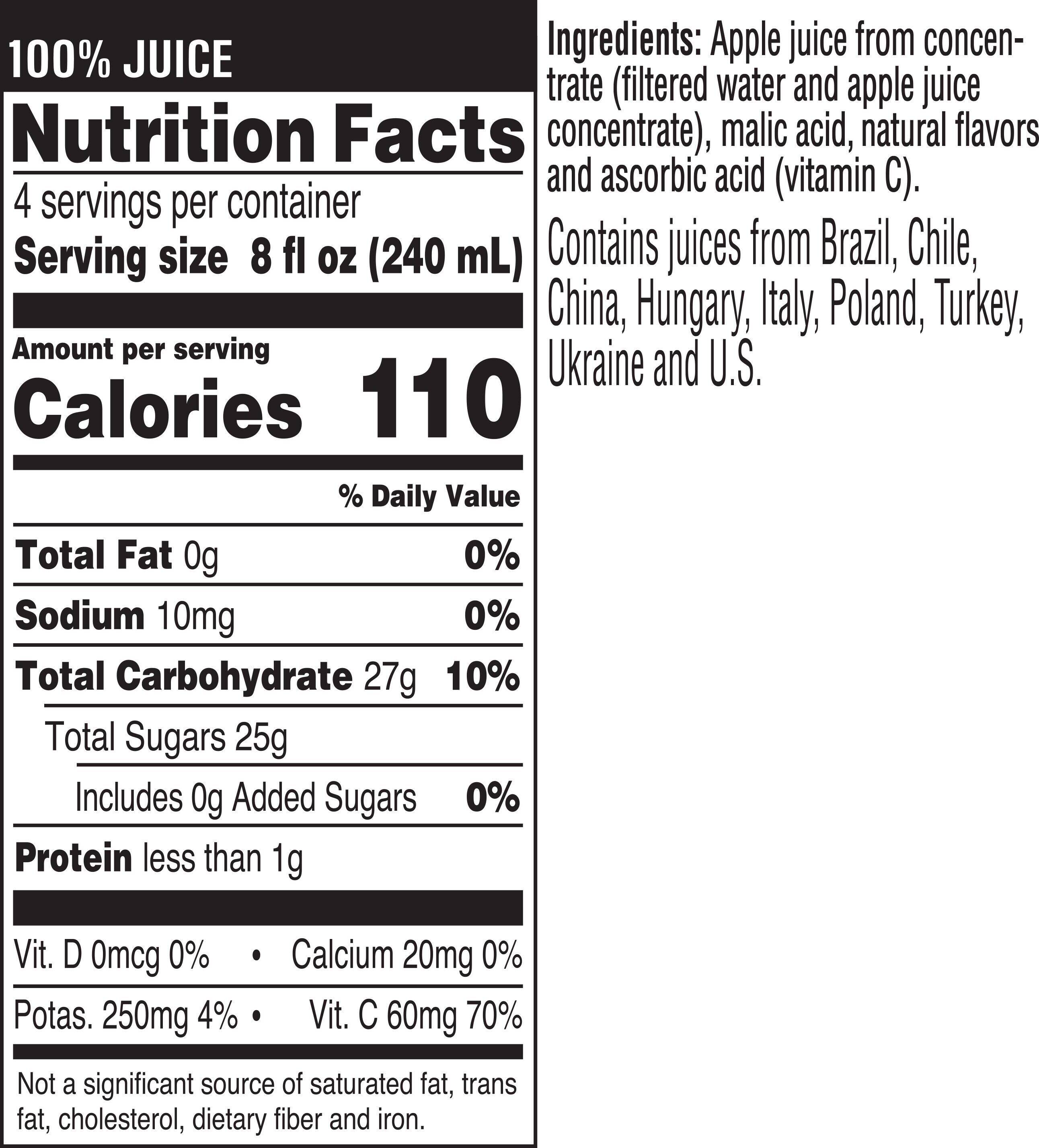 Image describing nutrition information for product Tropicana Apple 