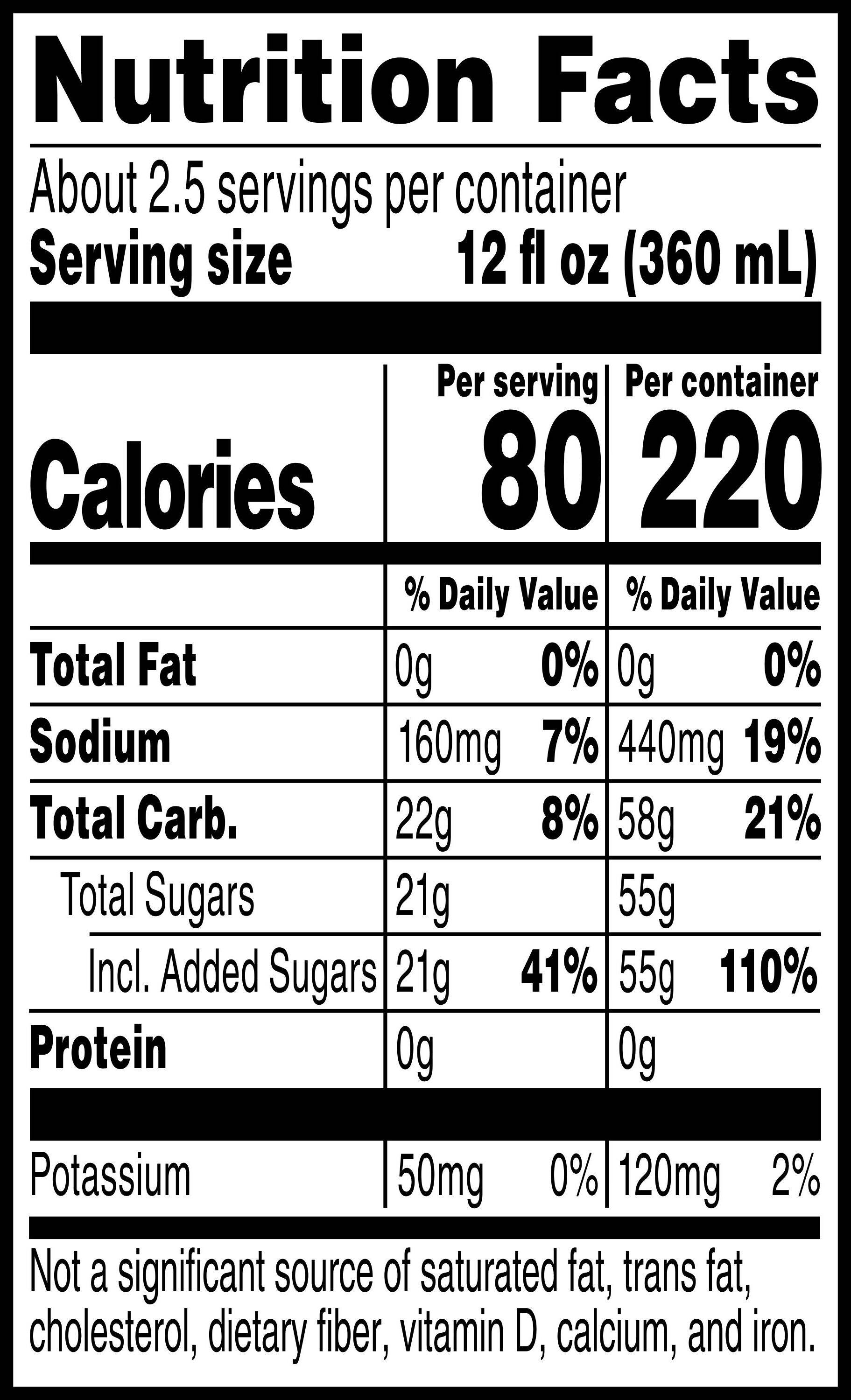 Image describing nutrition information for product Gatorade Orange