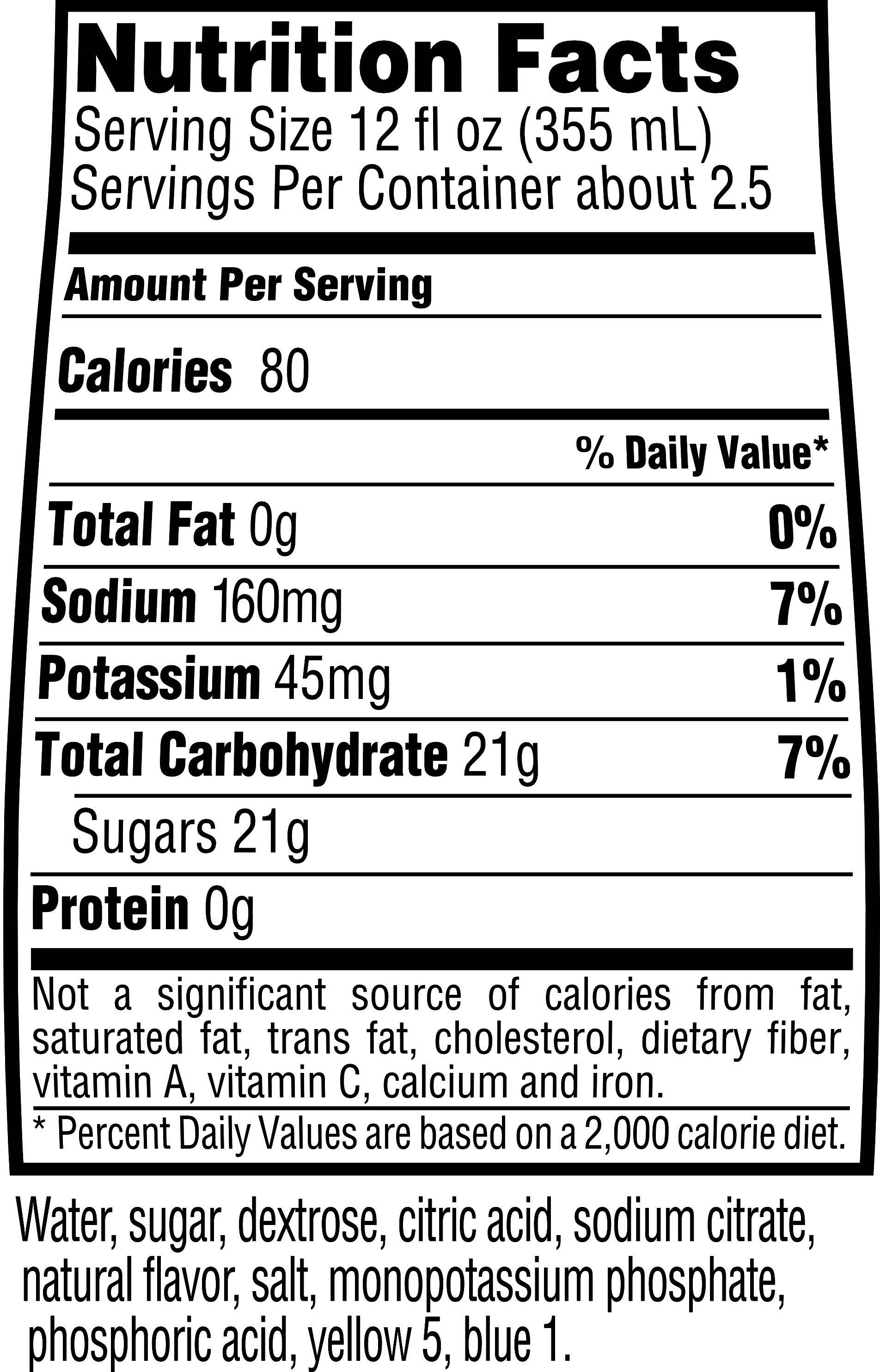 Image describing nutrition information for product Gatorade Flow Kiwi Strawberry