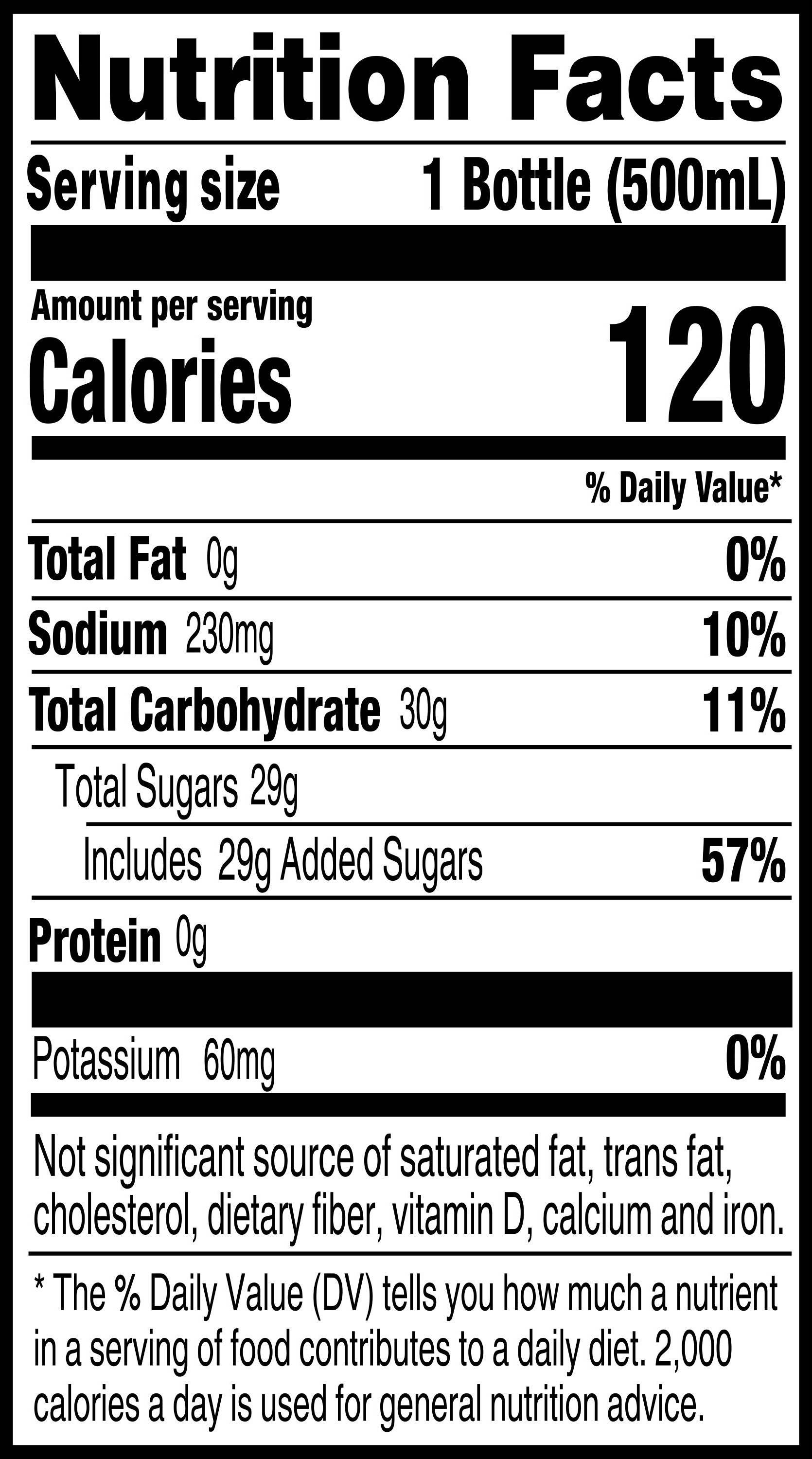 Image describing nutrition information for product Gatorade Organic Mixed Berry
