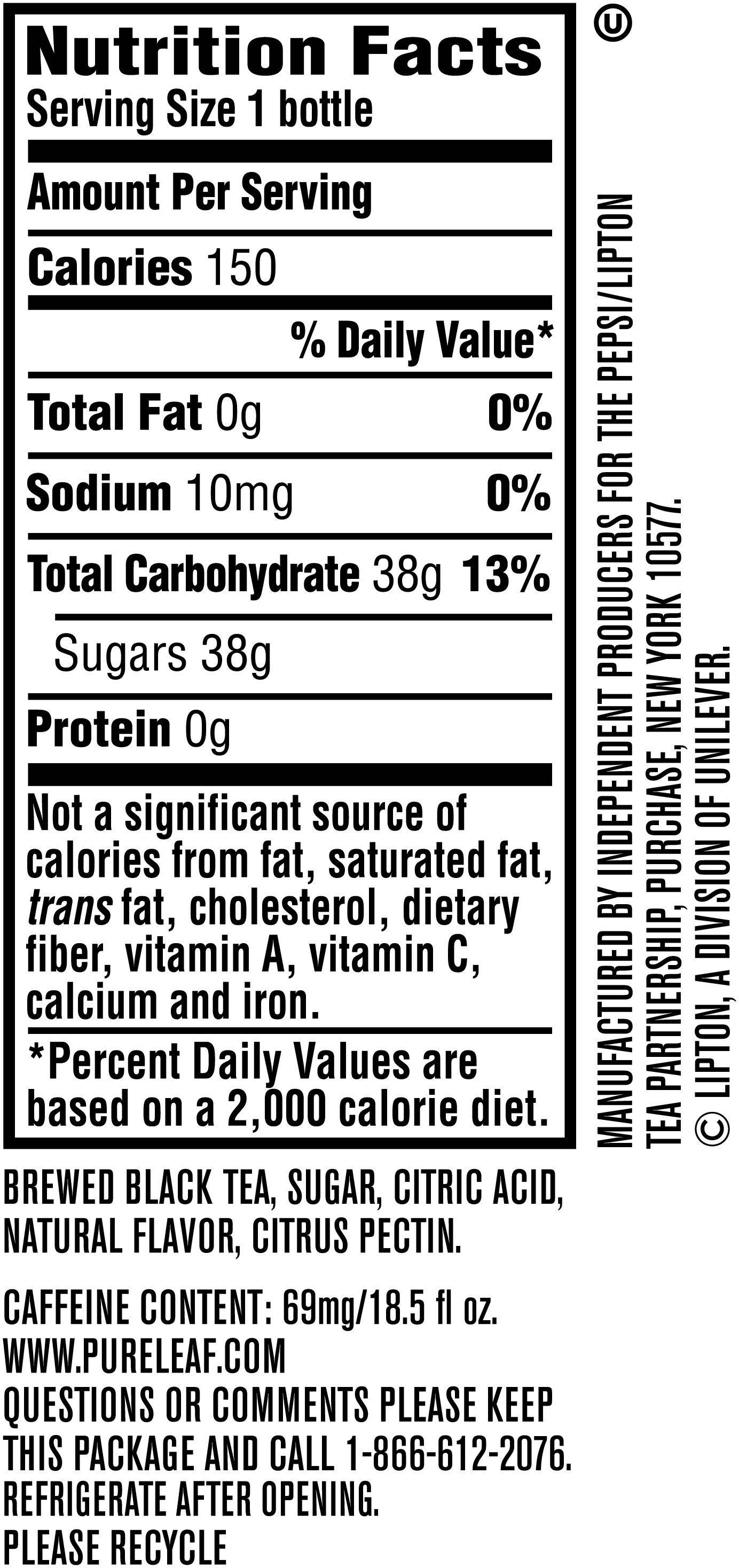Image describing nutrition information for product Pure Leaf Lemon