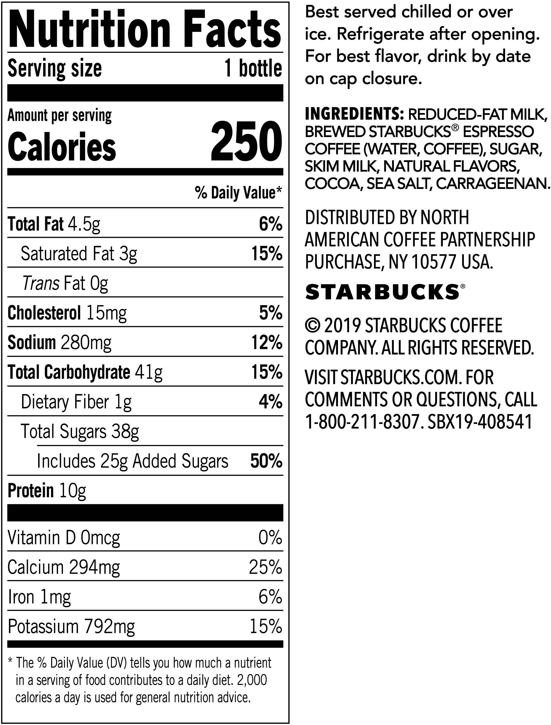 Image describing nutrition information for product Starbucks Salted Caramel Mocha Iced Latte