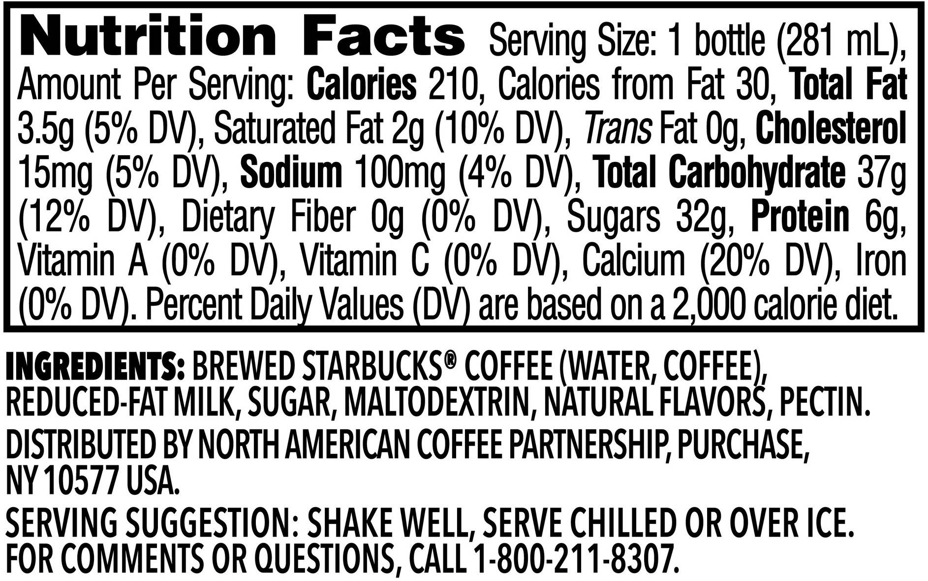 Image describing nutrition information for product Frappuccino Caramel (E-comm)