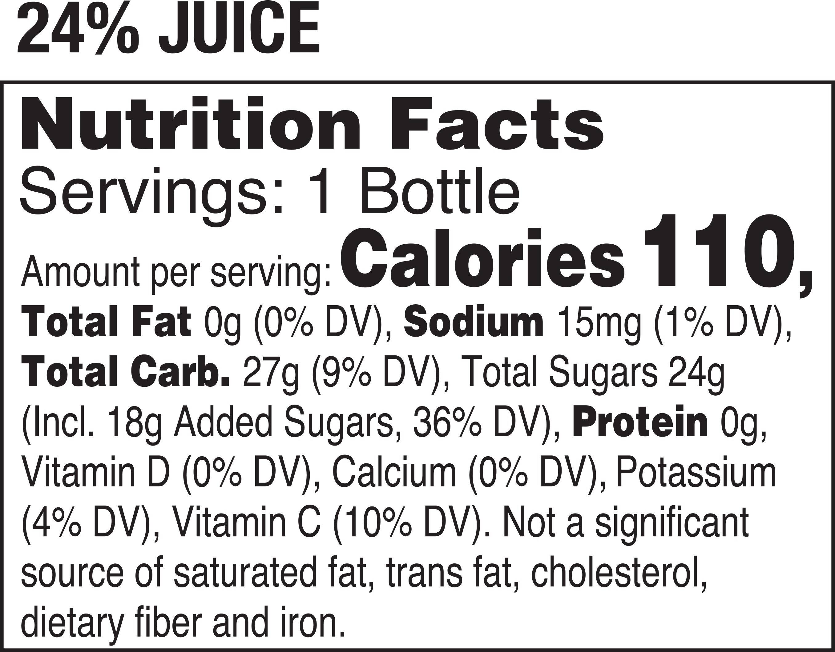 Image describing nutrition information for product Tropicana Coco Blends Pineapple with Coconut Water
