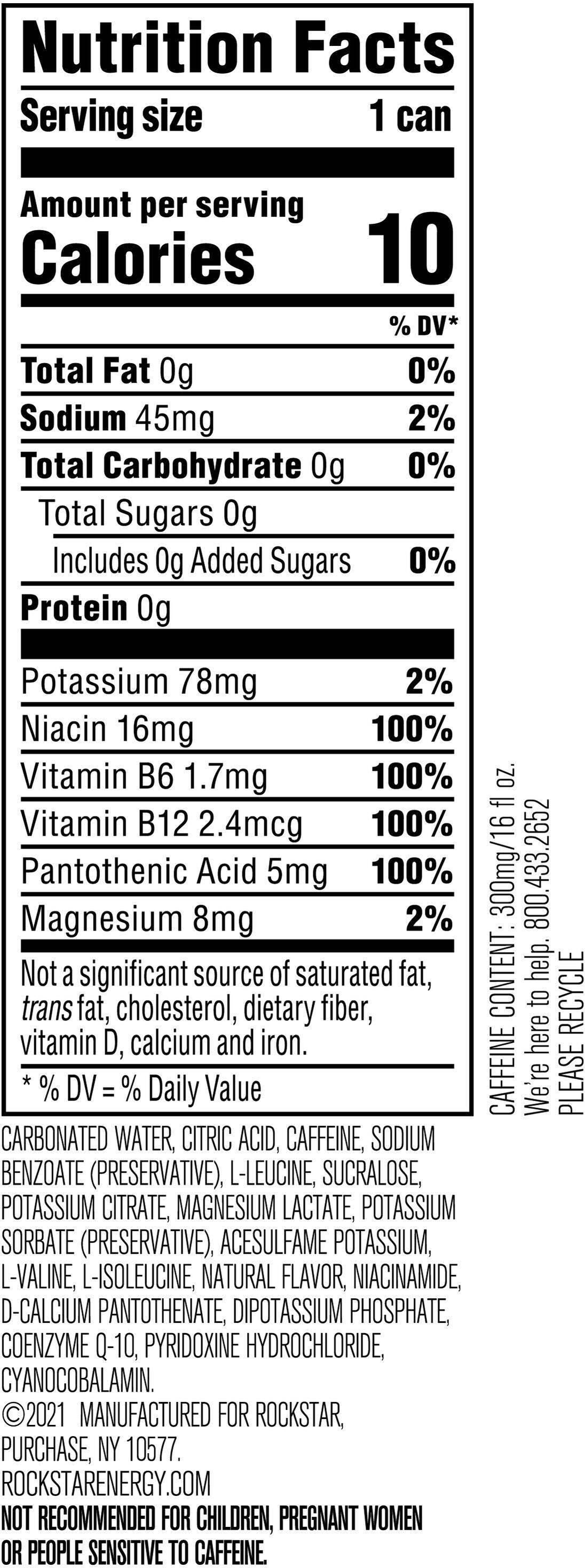 Image describing nutrition information for product Rockstar Xdurance Cotton Candy