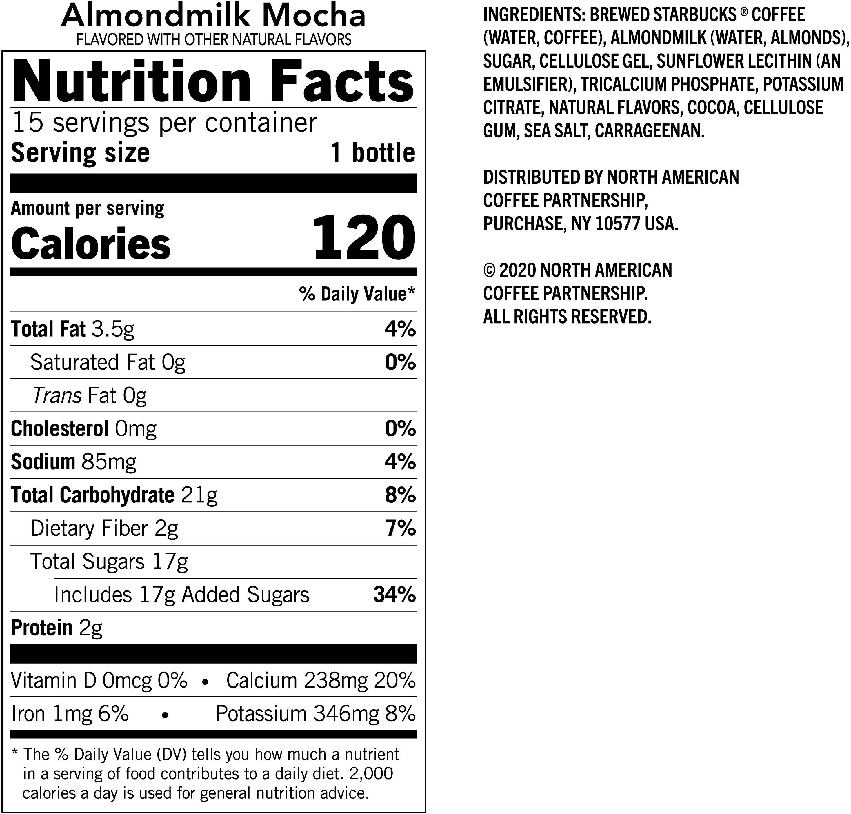 Image describing nutrition information for product Frappuccino Almond Milk Mocha