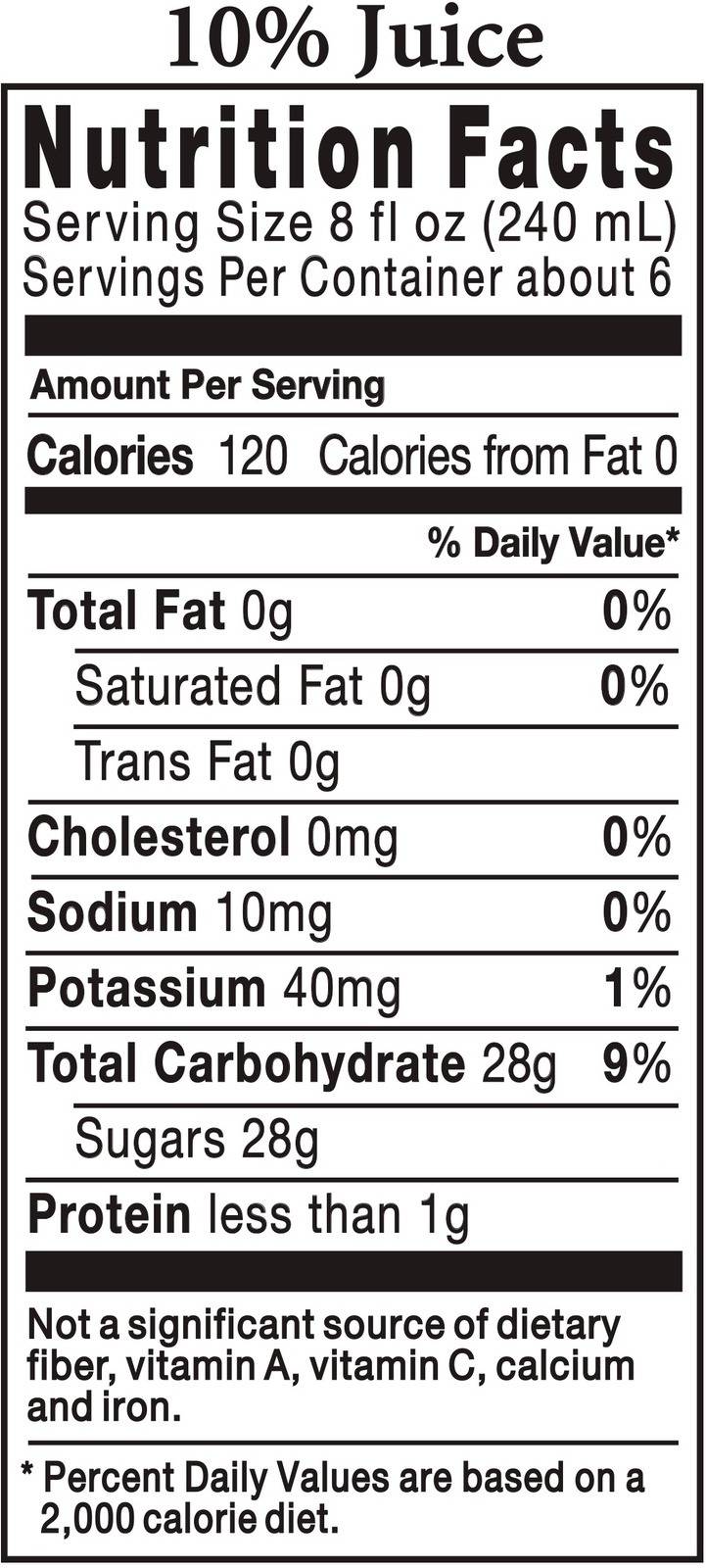 Image describing nutrition information for product Tropicana Pure Premium Tangerine Lemonade
