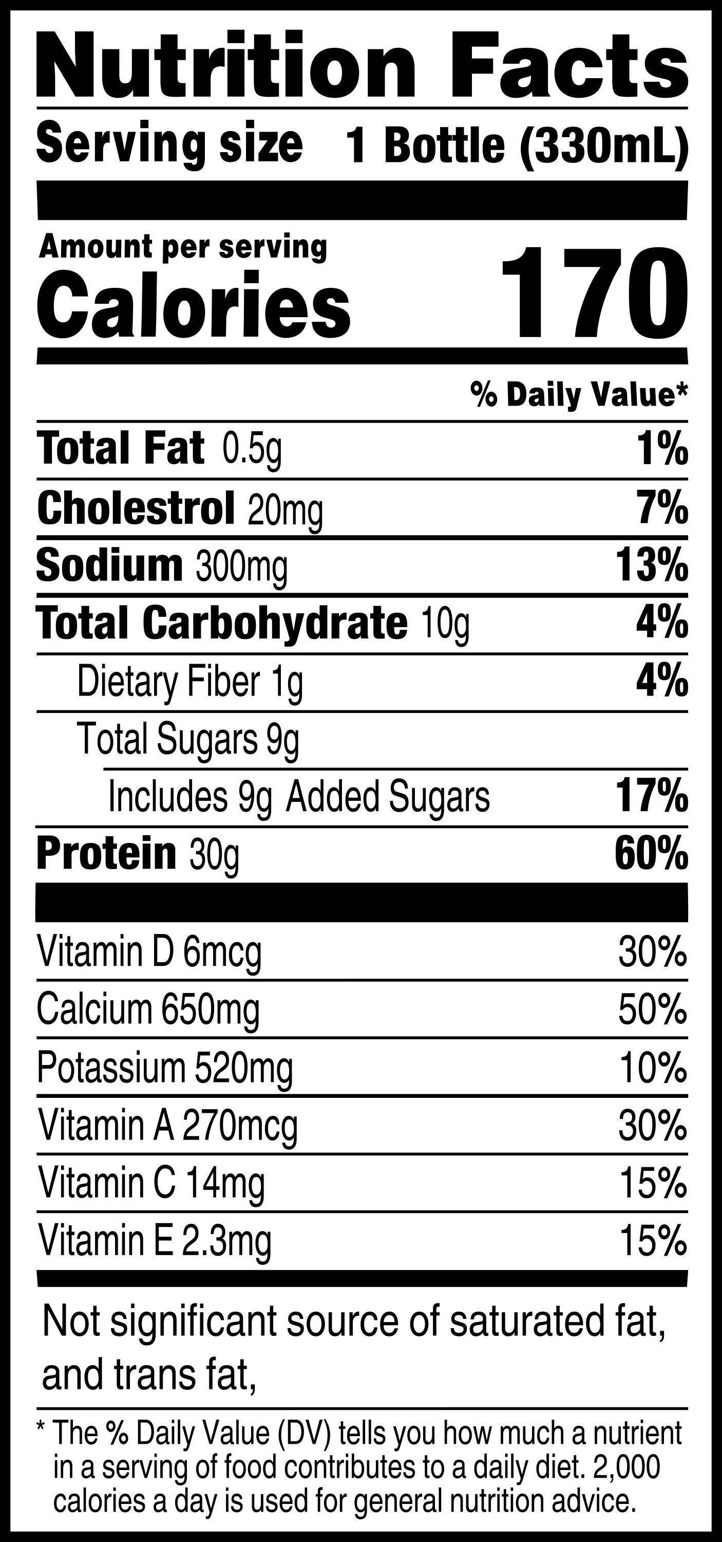 Image describing nutrition information for product Gatorade Super Shake Vanilla