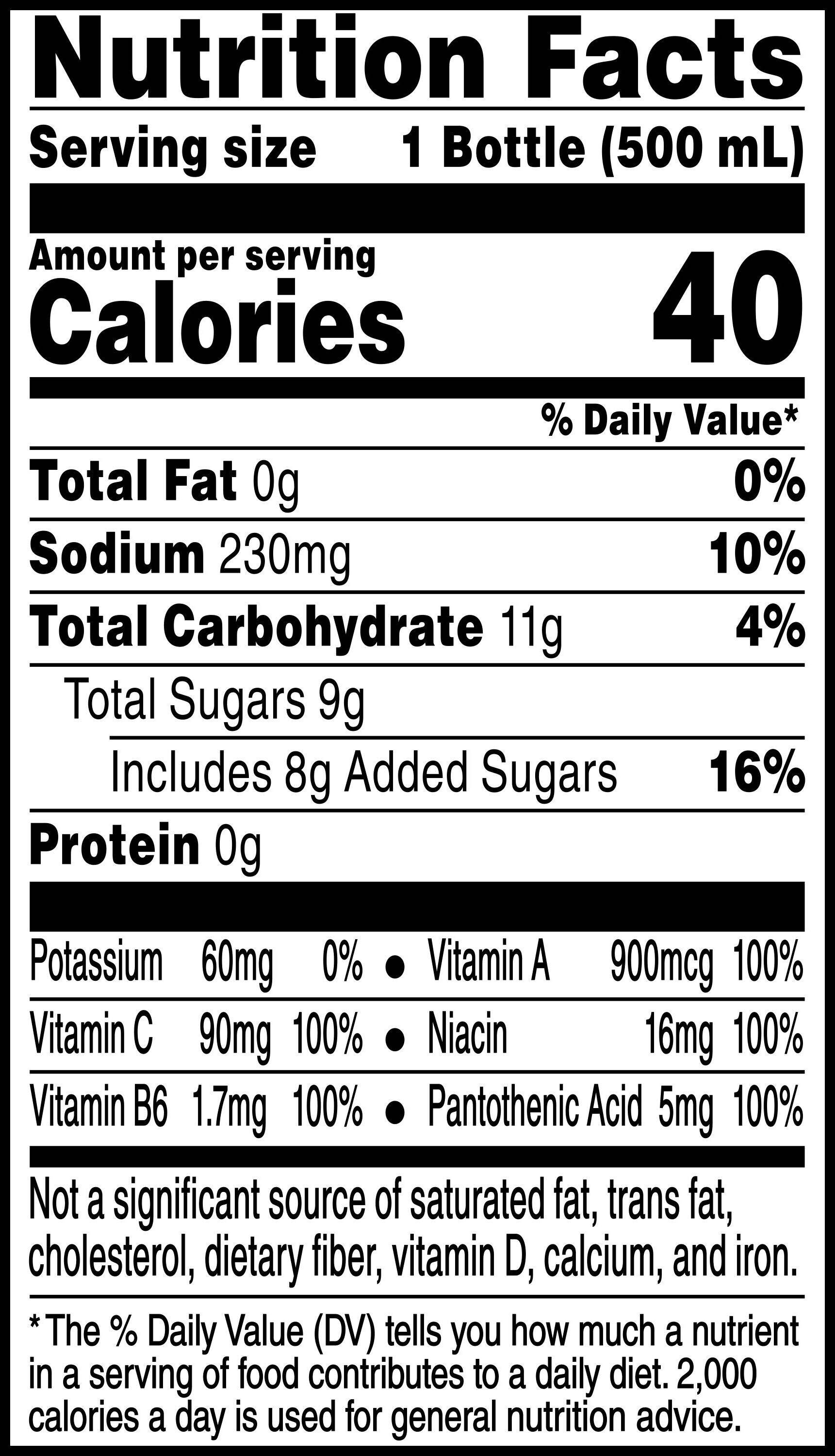 Image describing nutrition information for product Gatorade Bolt24 Cherry Lime