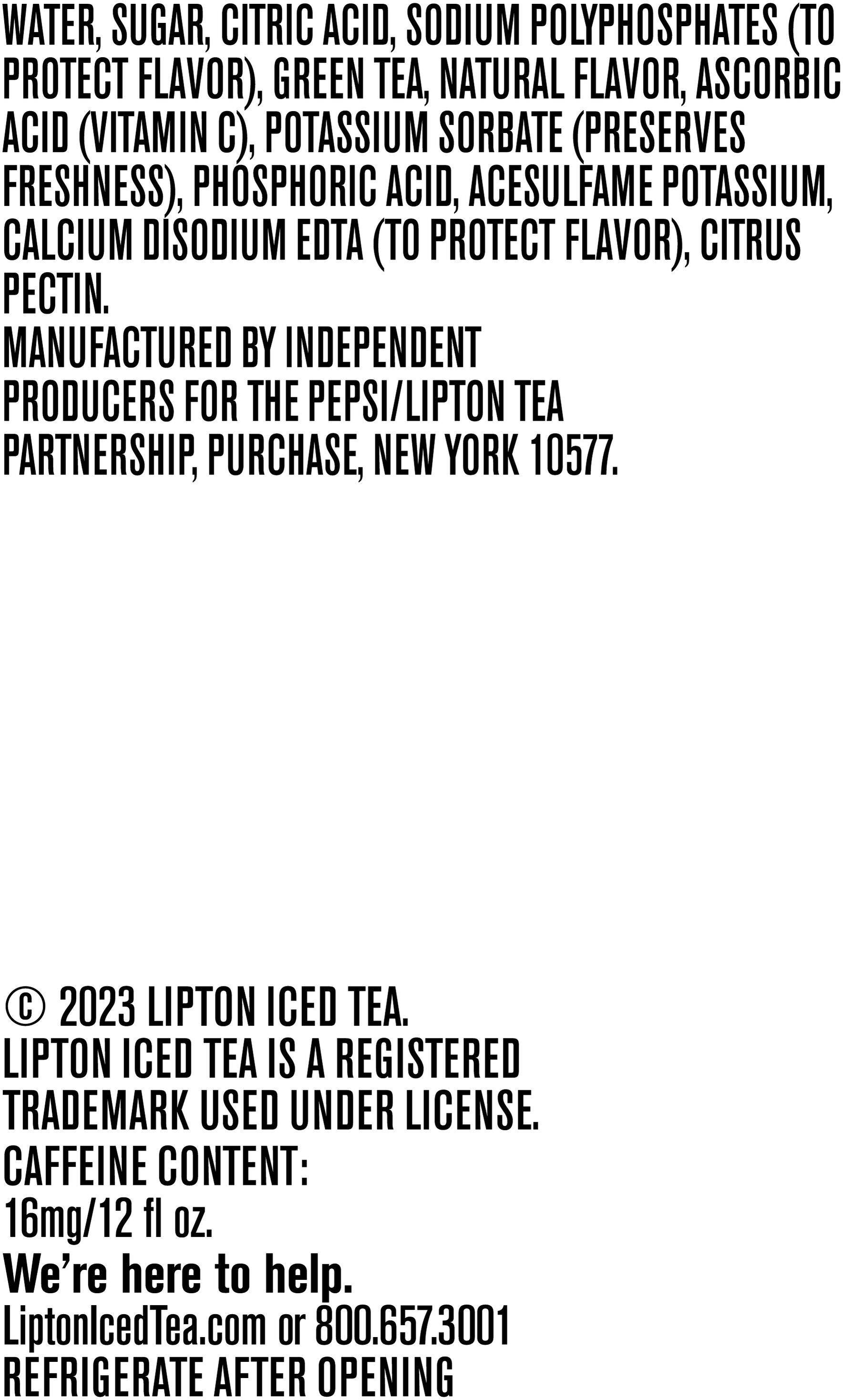 Image describing nutrition information for product Lipton Iced Green Tea Citrus