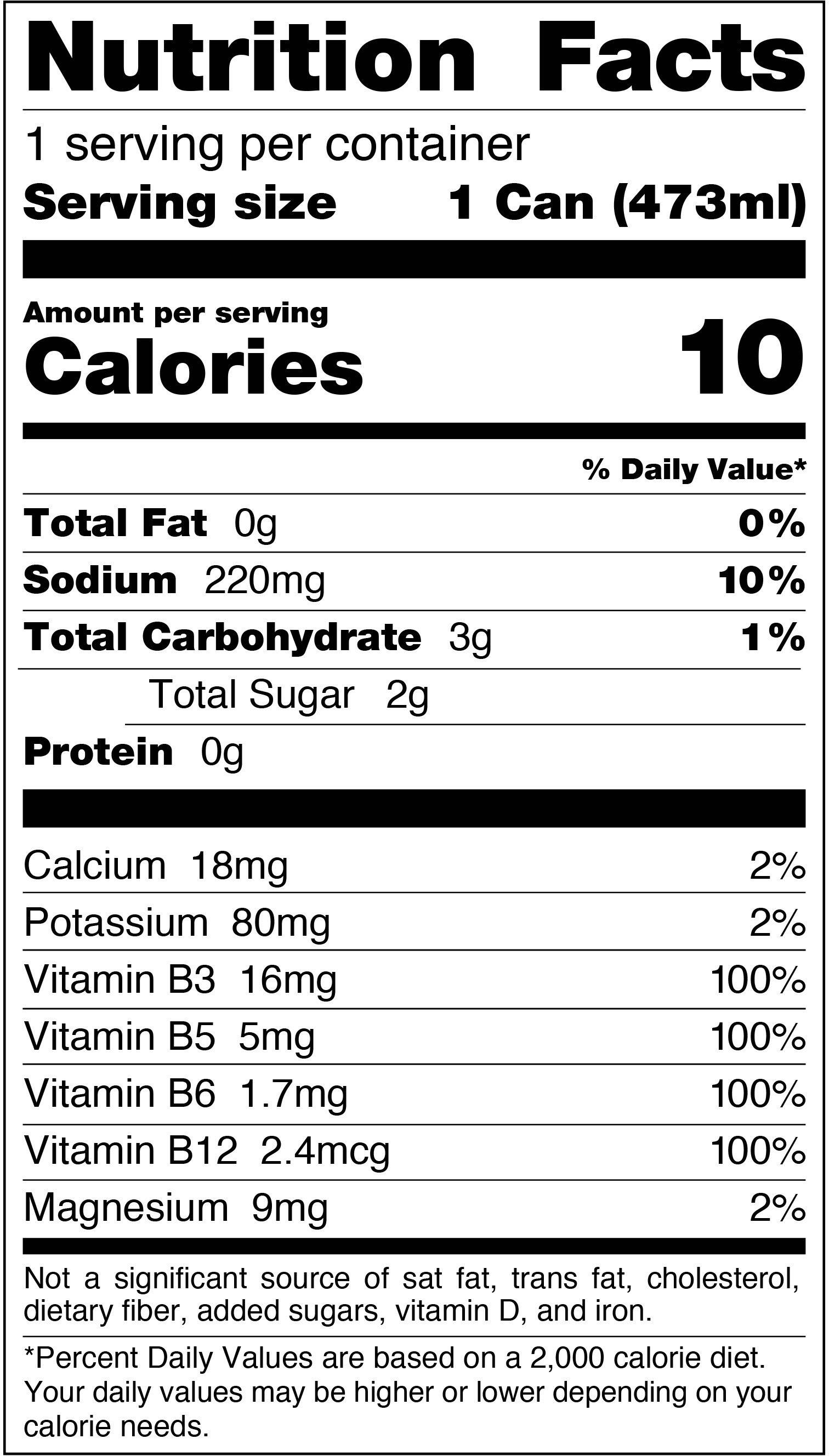 Image describing nutrition information for product Rockstar Recovery