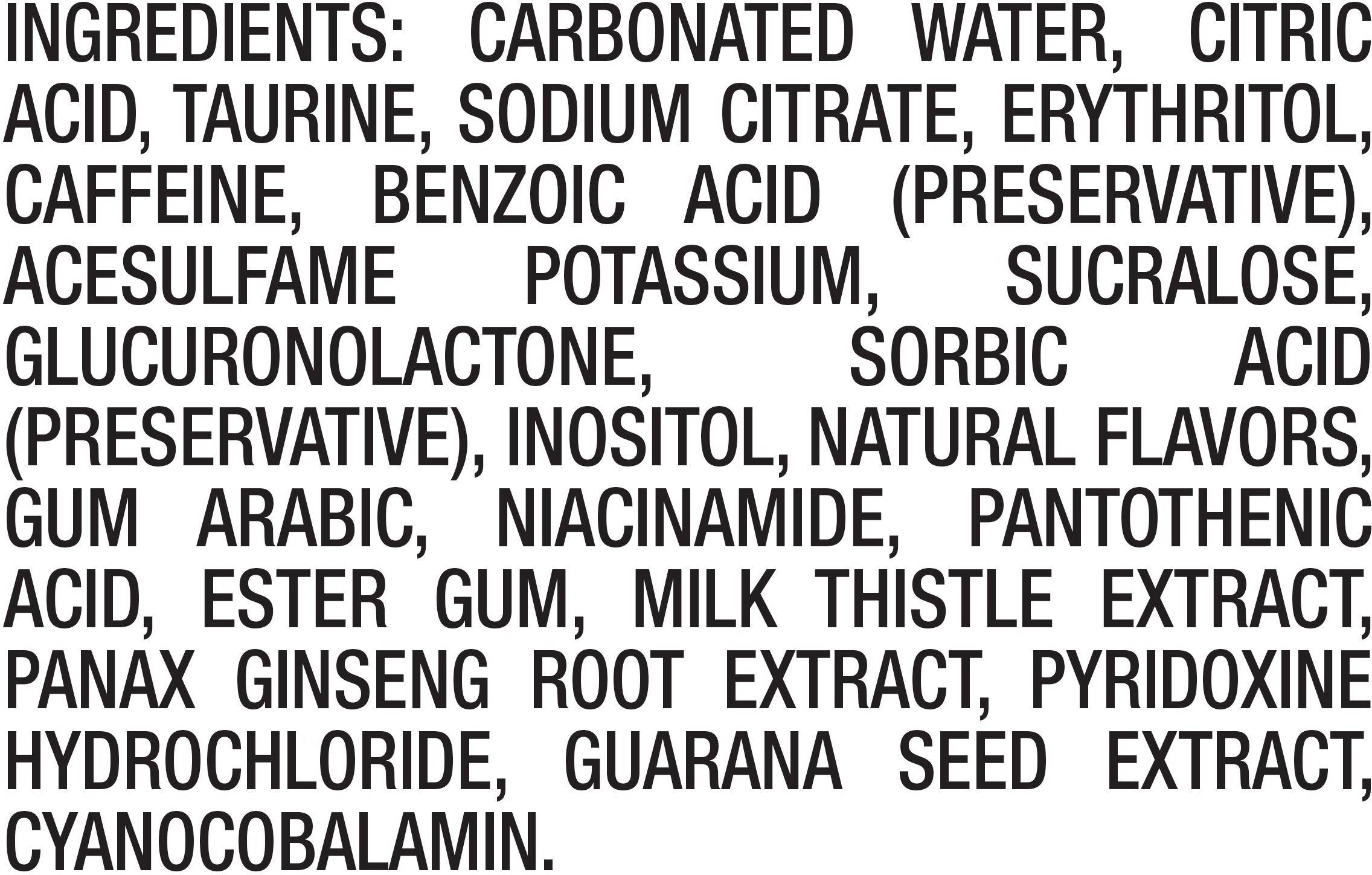 Image describing nutrition information for product Rockstar Pure Zero Silver Ice