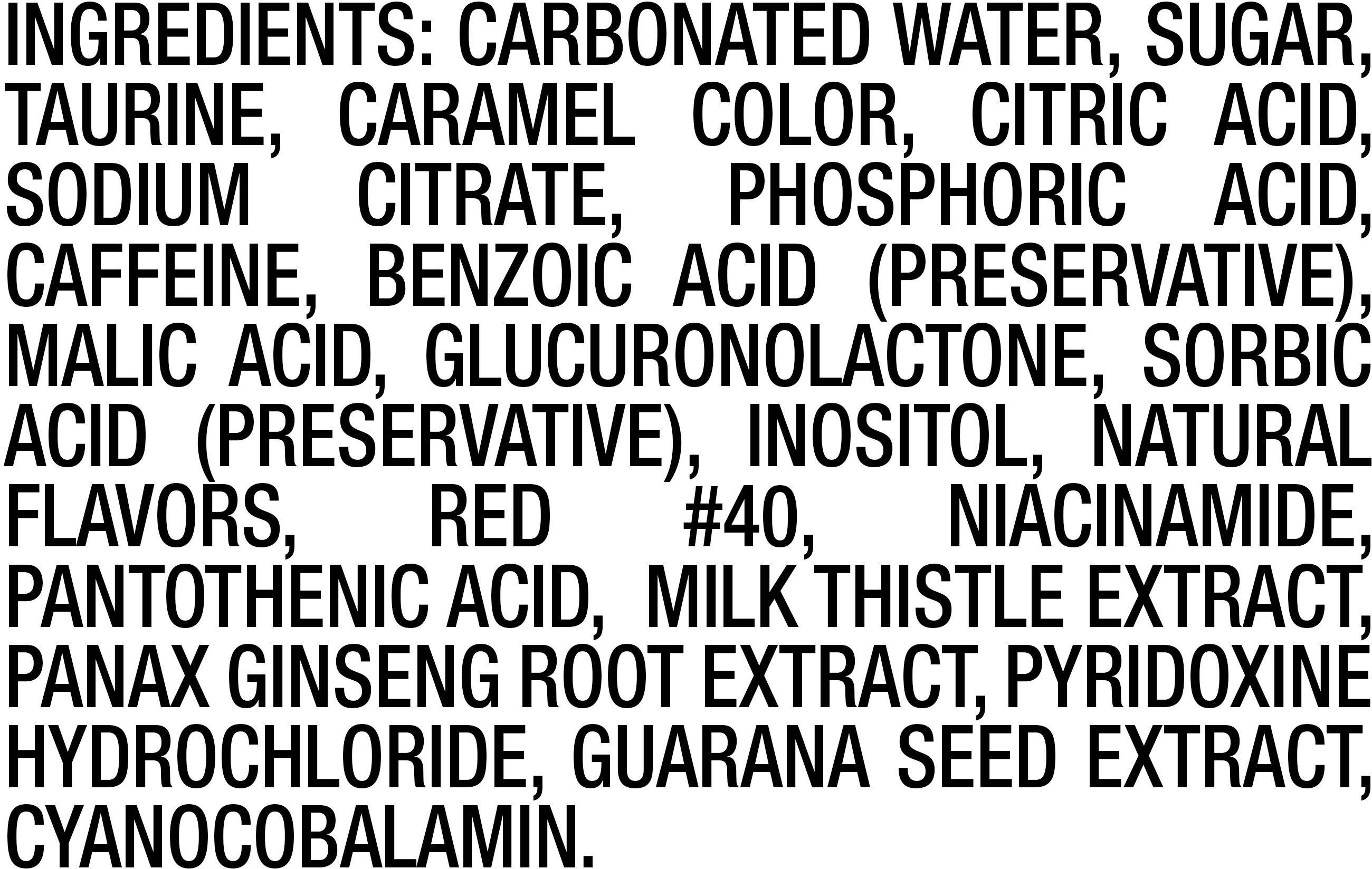 Image describing nutrition information for product Rockstar Revolt Killer Black Cherry